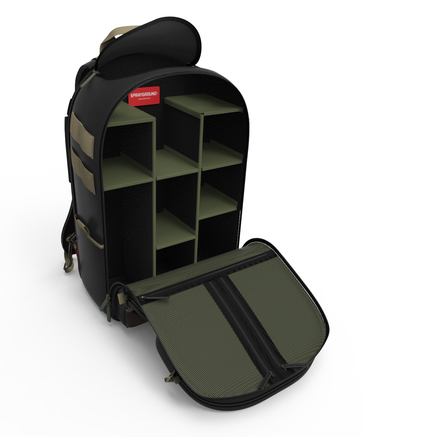 Sprayground Spider Weave Camera Case Backpack - Open View