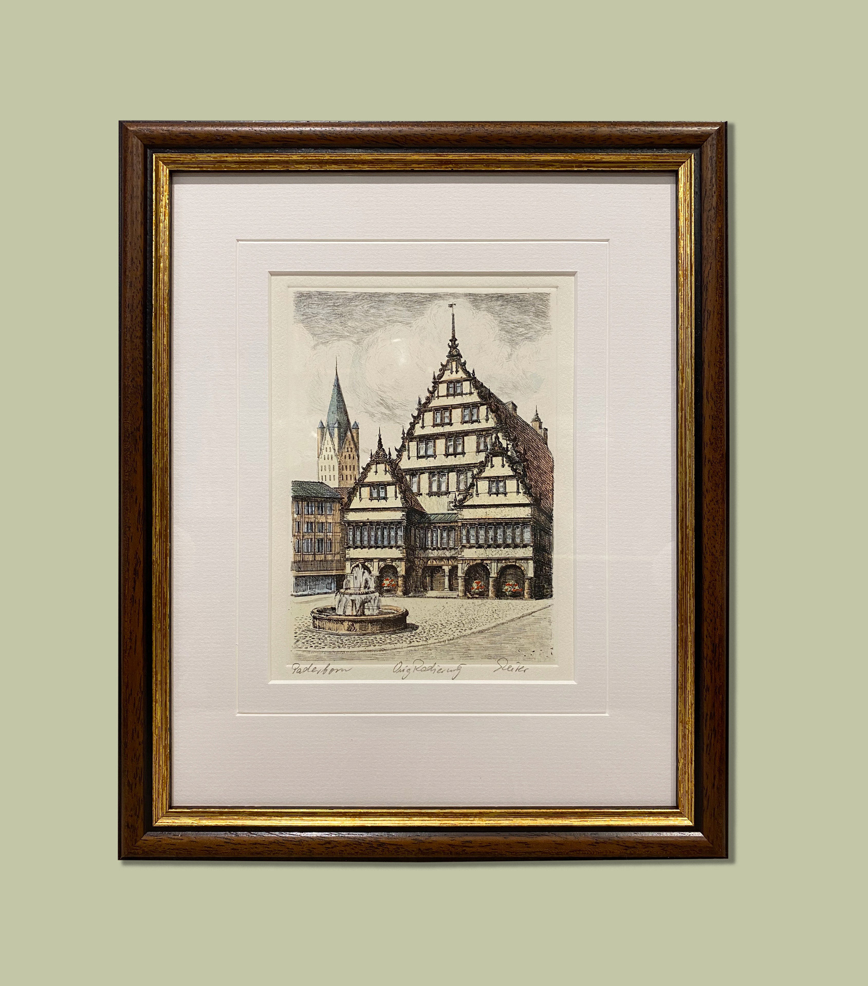 Conservation Mount [Hayseed] with V Groove, Standard Glass, Wooden Frame [19mm Blake - Walnut]