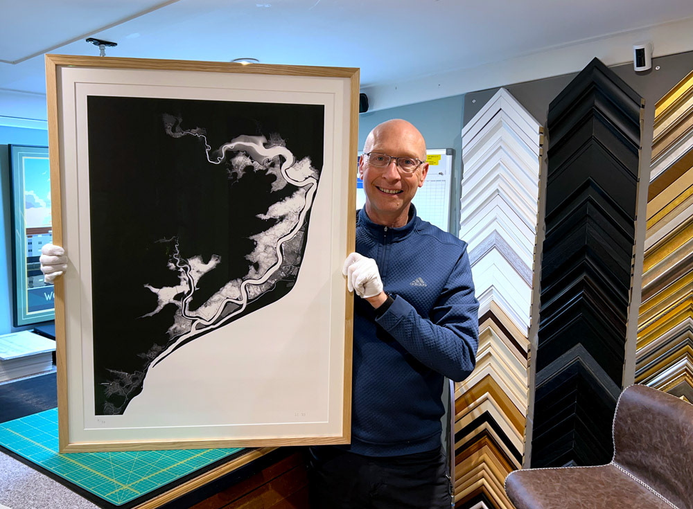 Limited Edition Print framed without Dry Mounting. Natural Ash frame, conservation mountboard and Art Glass