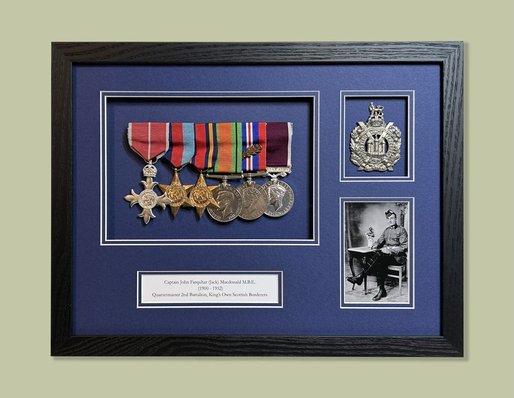 Medals framed in Black Ash, with Conservation board and Art glass (virtually invisible)