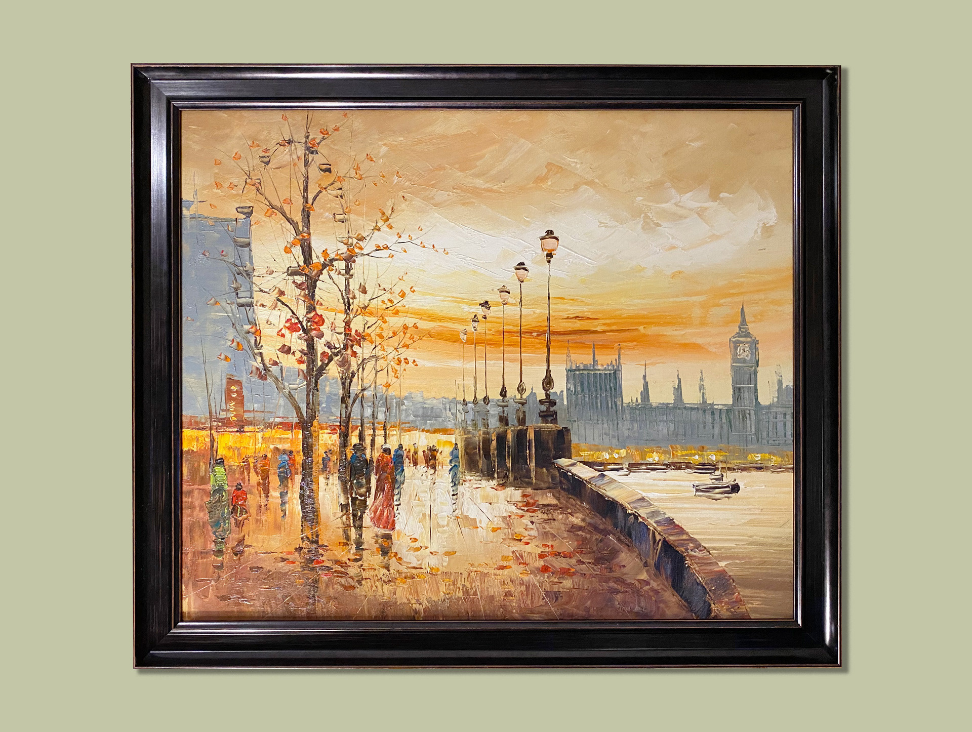 Original Oil on Canvas. Canvas was stretched, and then secured in frame