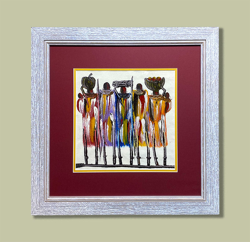 Original Painting, Double Mount, Rustic Pine Frame