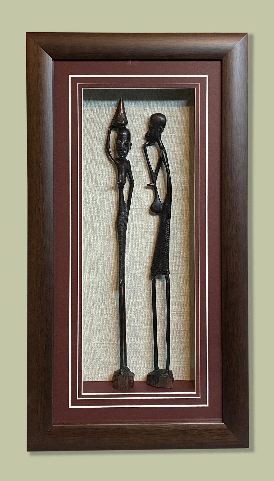 3d Stick People, Framed in Deep frame with cloth background