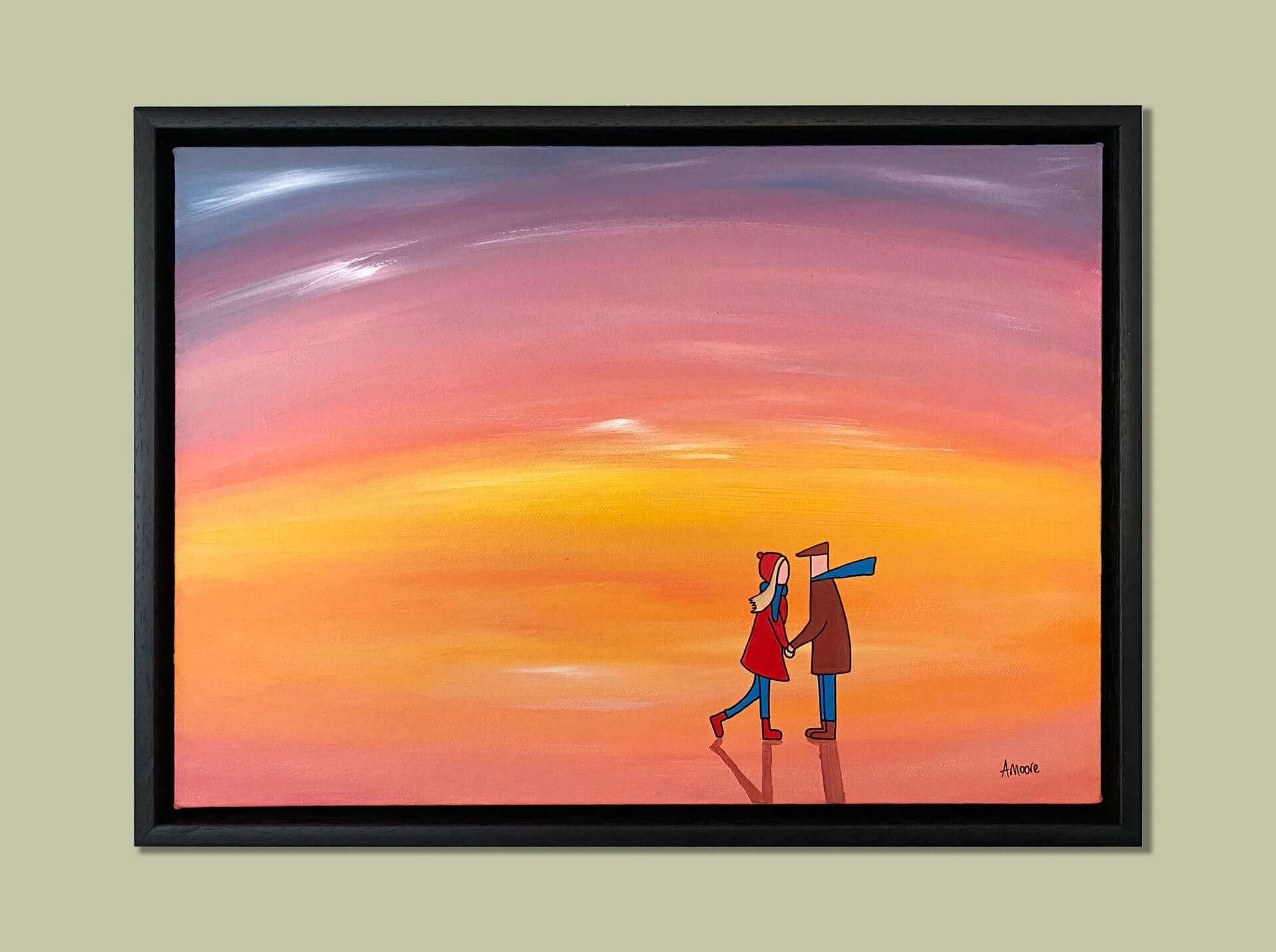 Original Acrylic on Canvas, stretched and framed in a black 'L Frame'