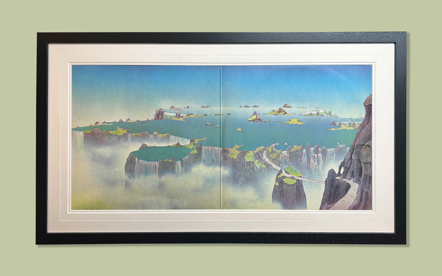 Album Cover with double mount, v-groove, black ash frame and Art Glass