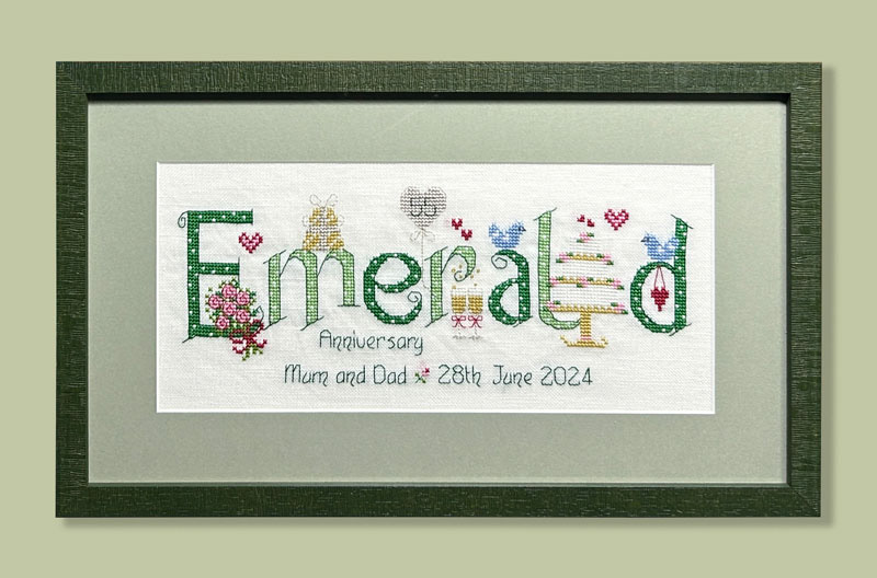 Cross Stitch, laced, Pale Green Mount and Green textured Moulding
