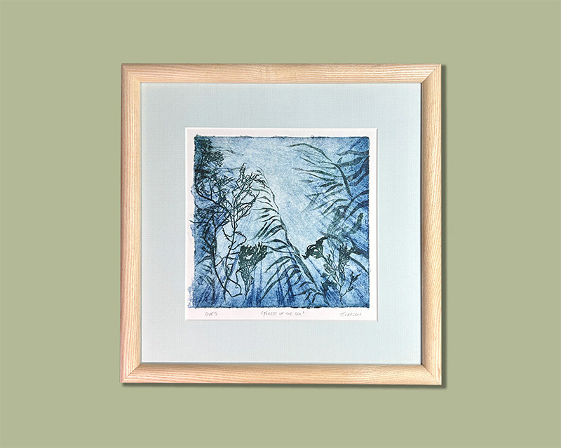 Framed with Solid Ash frame, Light Blue Conservation Mountboard and Anti-Reflective Glass