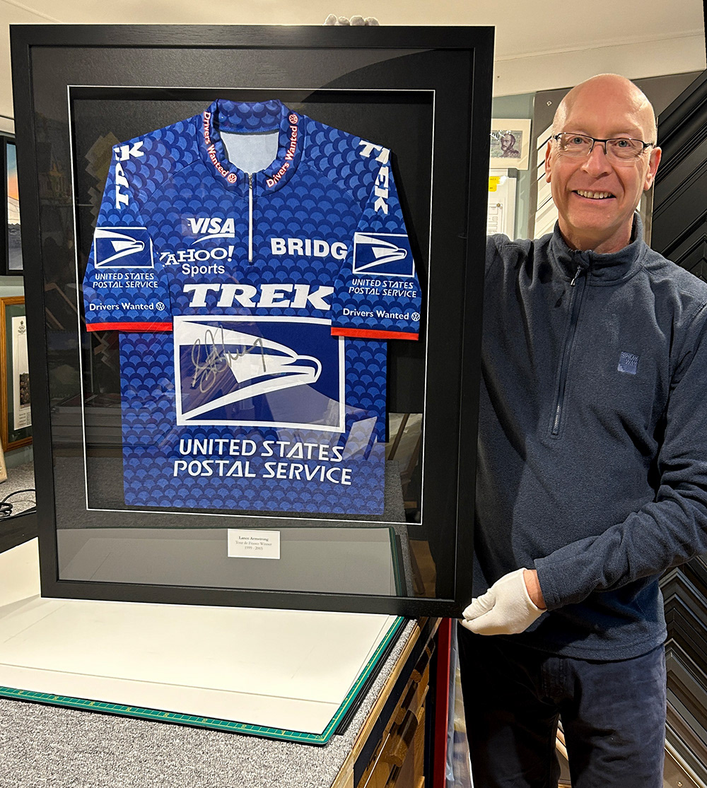 Signed Lance Armstrong Jersey. Framed to Conservation level (2)