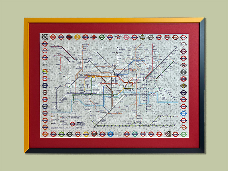 Jigsaw with two colour frame and red mount