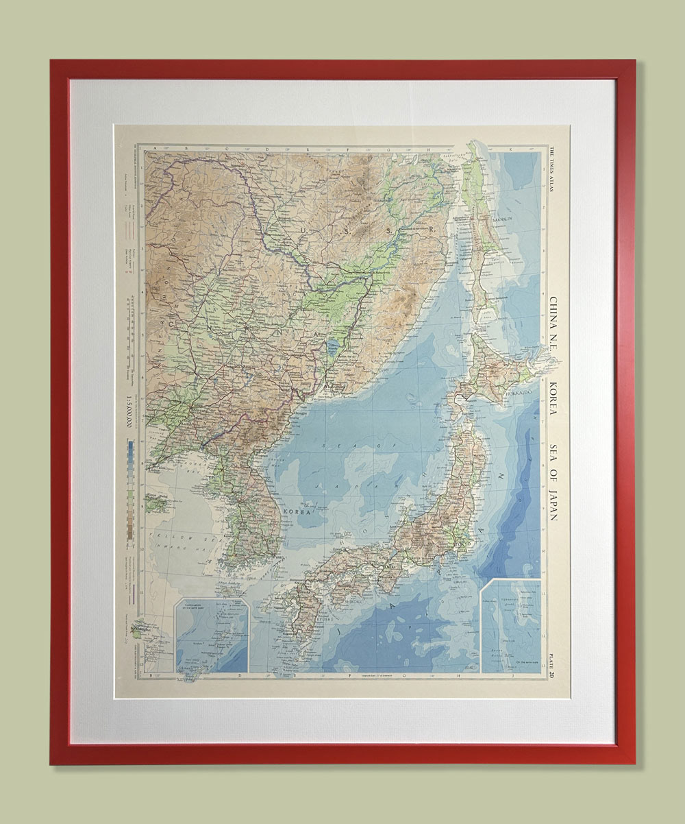 Map of China - Dry Mounted, with Hayseed mountboard and Red frame