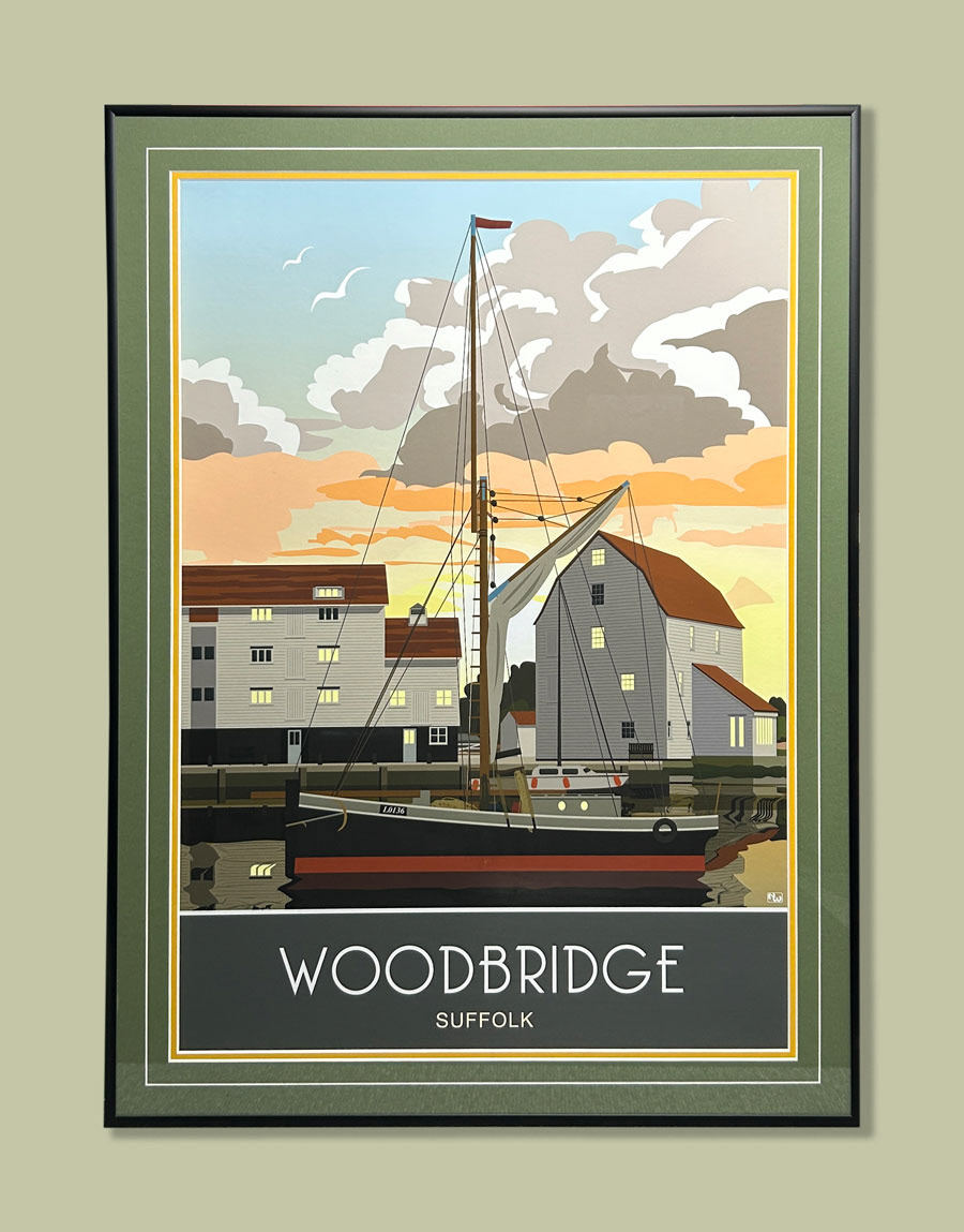 Poster dry mounted, double board with v-groove and aluminium frame