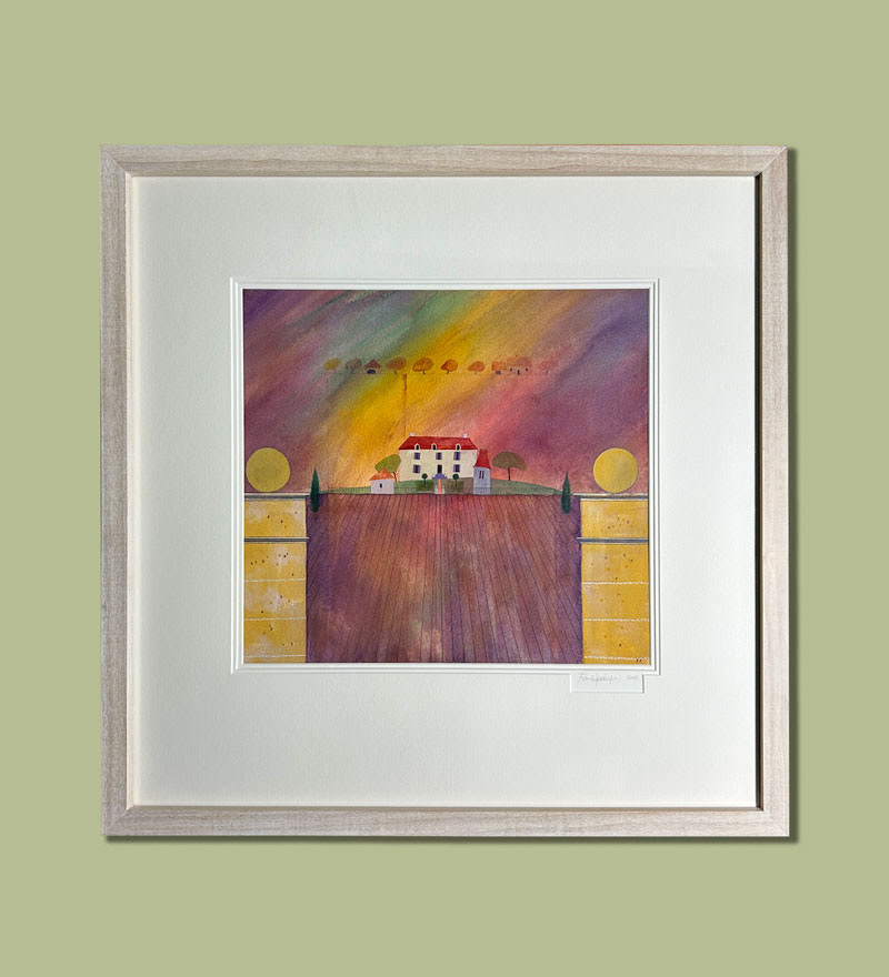 Original Frank Phillips Watercolour. Triple Mount, with original mount and signature sandwiched between new conservation mountboard. Original frame lime waxed and glass replaced with UV99