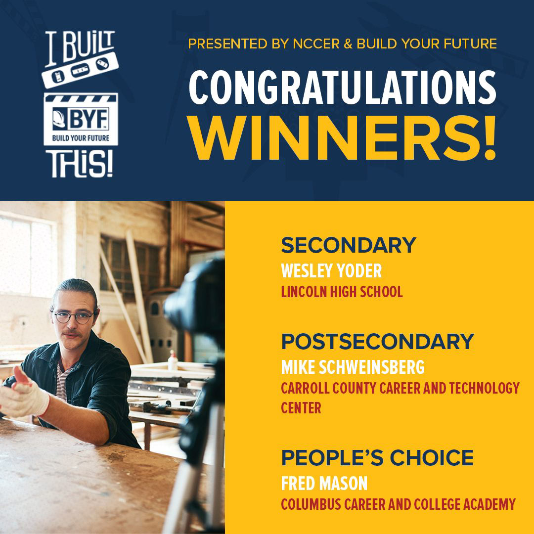 I Built This video contest winners listed - NCCER