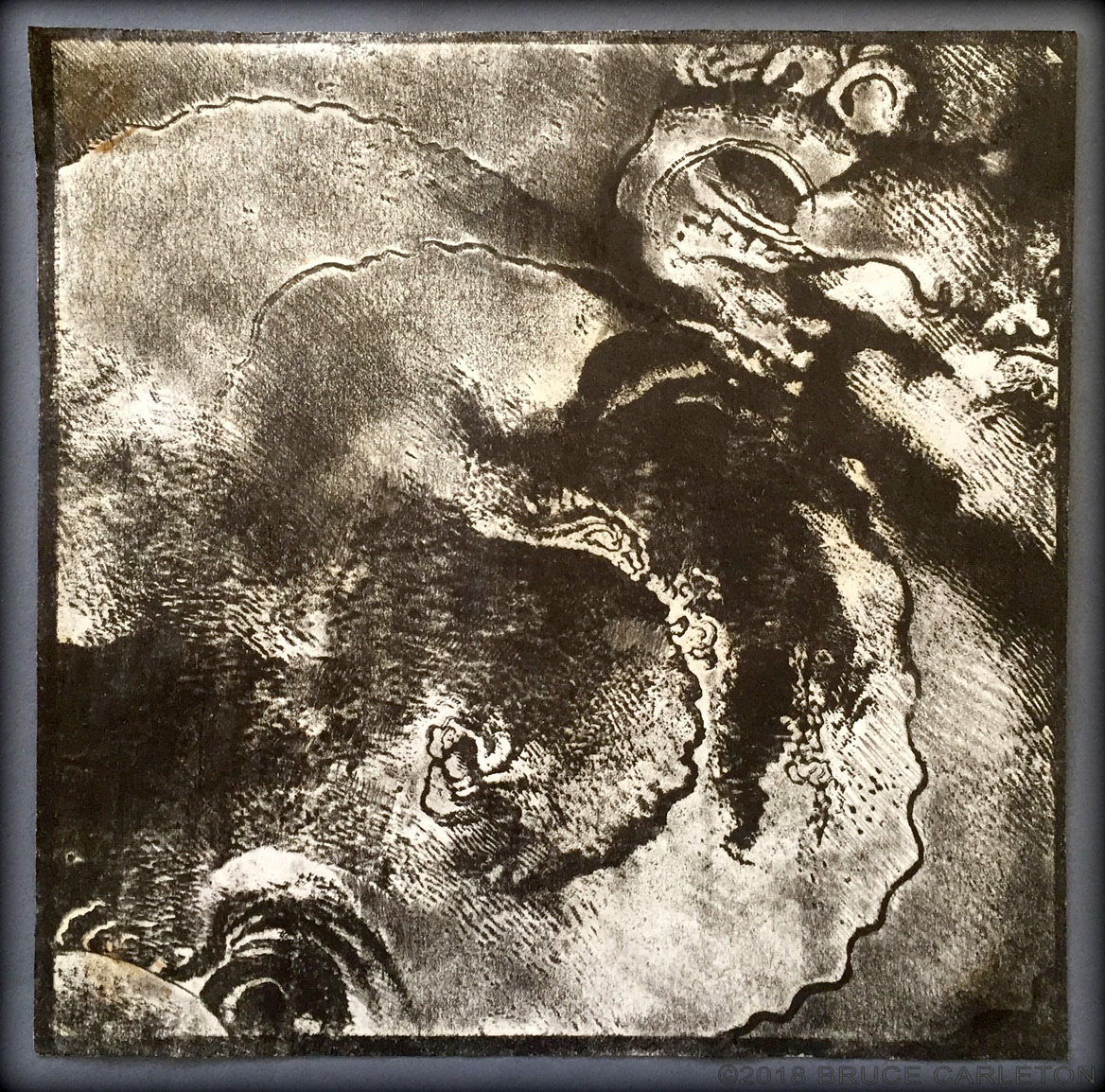 “Bzz Flp” MEDIUM: lithograph/monoprint STORY: This was a one-off doodle that I did when I was first leaning lithography.