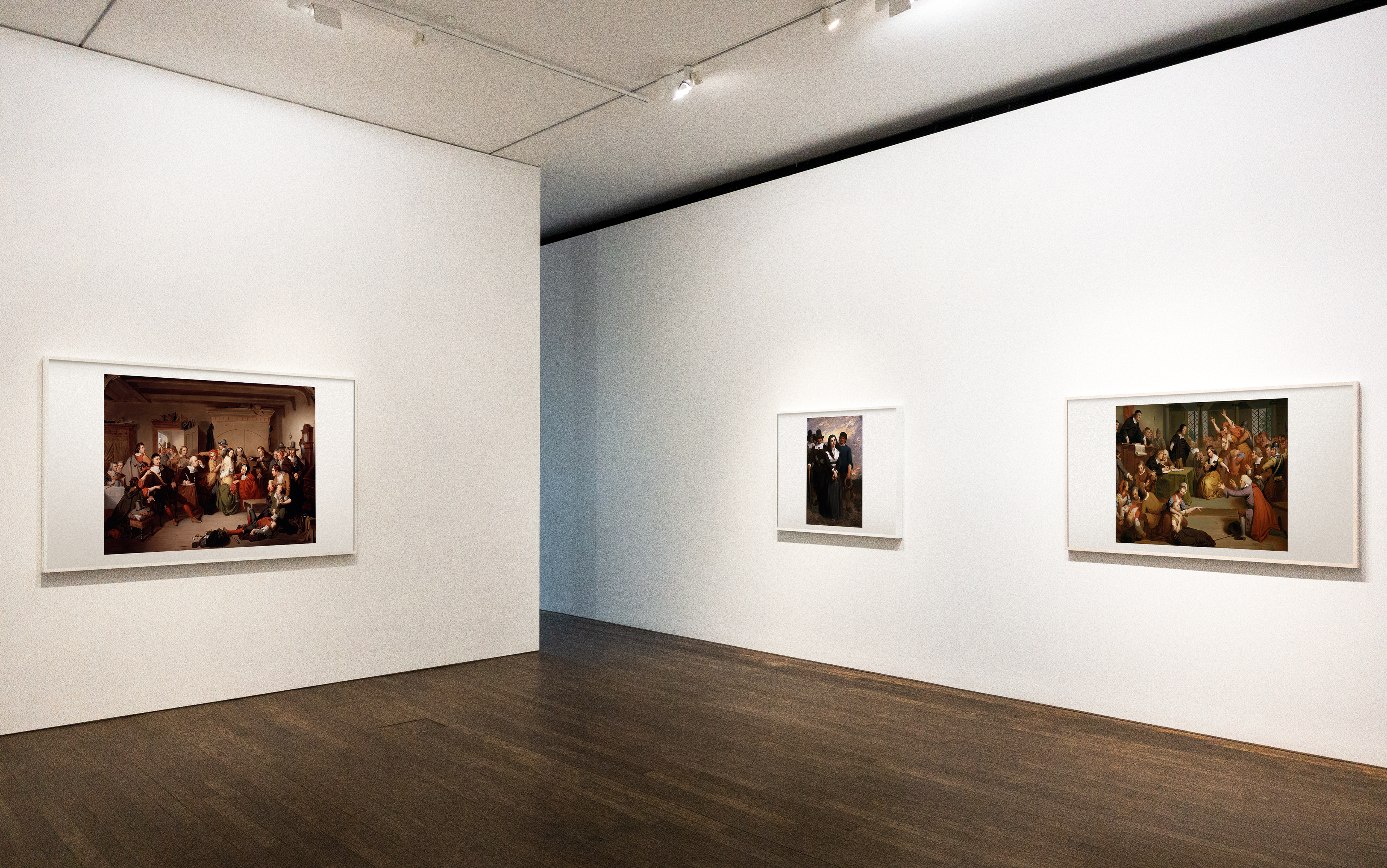 Left: Examination of a Witch C.1853 / Middle: The Salem Martyr C. 1869 / Right: Trial of George Jacobs, August 5, 1692 C. 1855