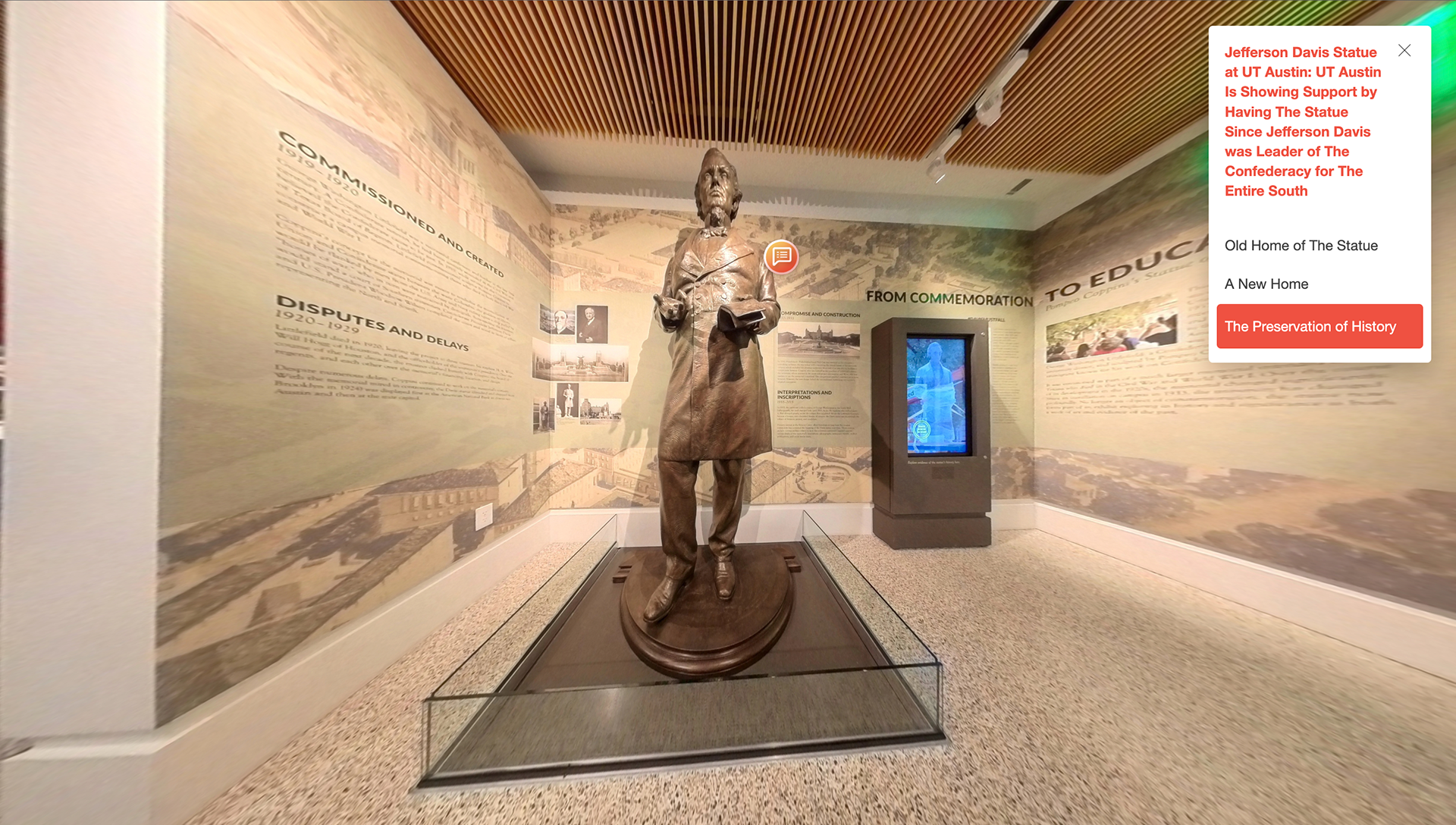 The Jefferson Davis statue located in the Briscoe Center at UT Austin.