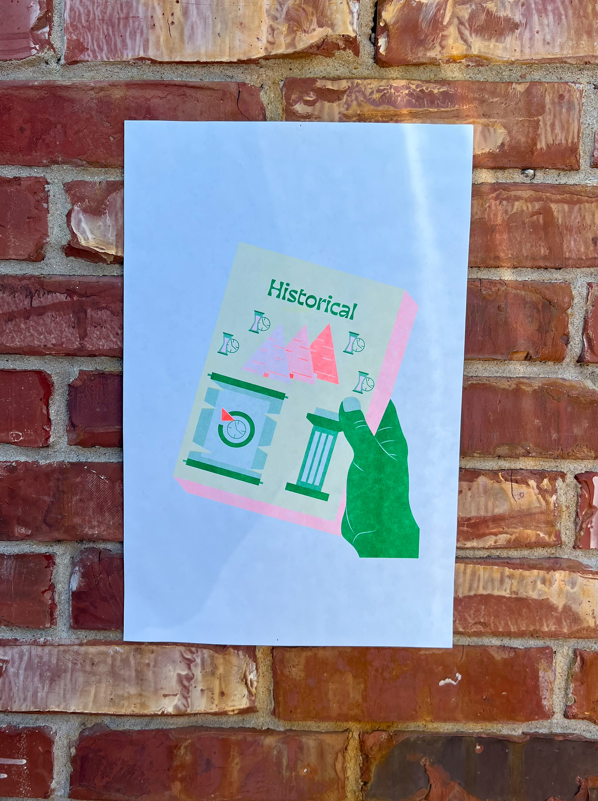 Genre poster showing some of the different genres at the Spicewood Springs Branch. Colors are different because it was riso printed.