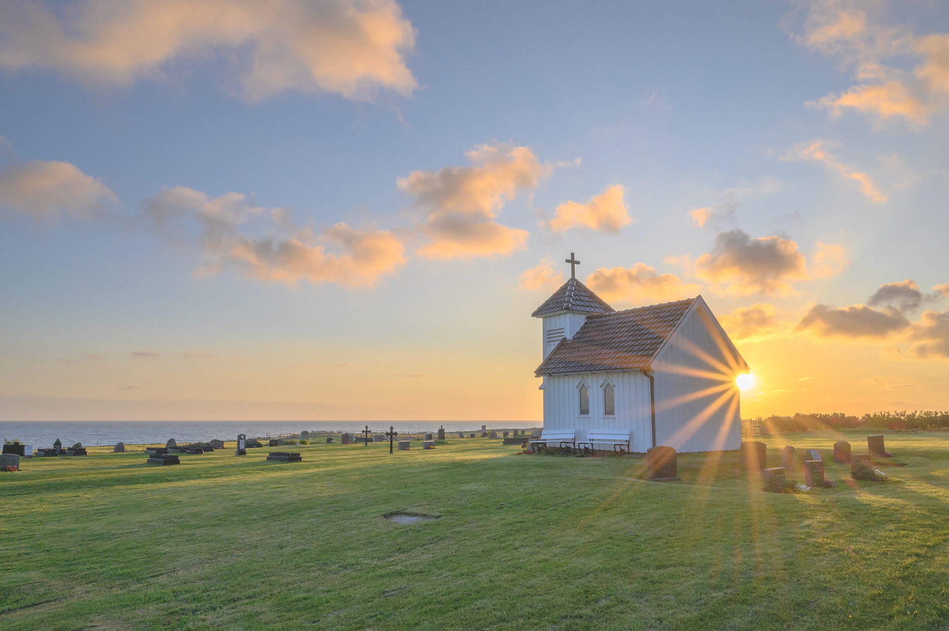 Old Varhaug church close to the coastline south of Stavanger, Norway
