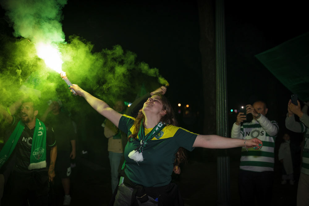 Sporting CP's supporters celebrate the title in Porto, on May 5th, 2024
