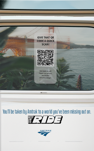 Utilizing QR codes to let viewers interact with the ad and gain information about different destinations that can be discovered through Amtrak trains.