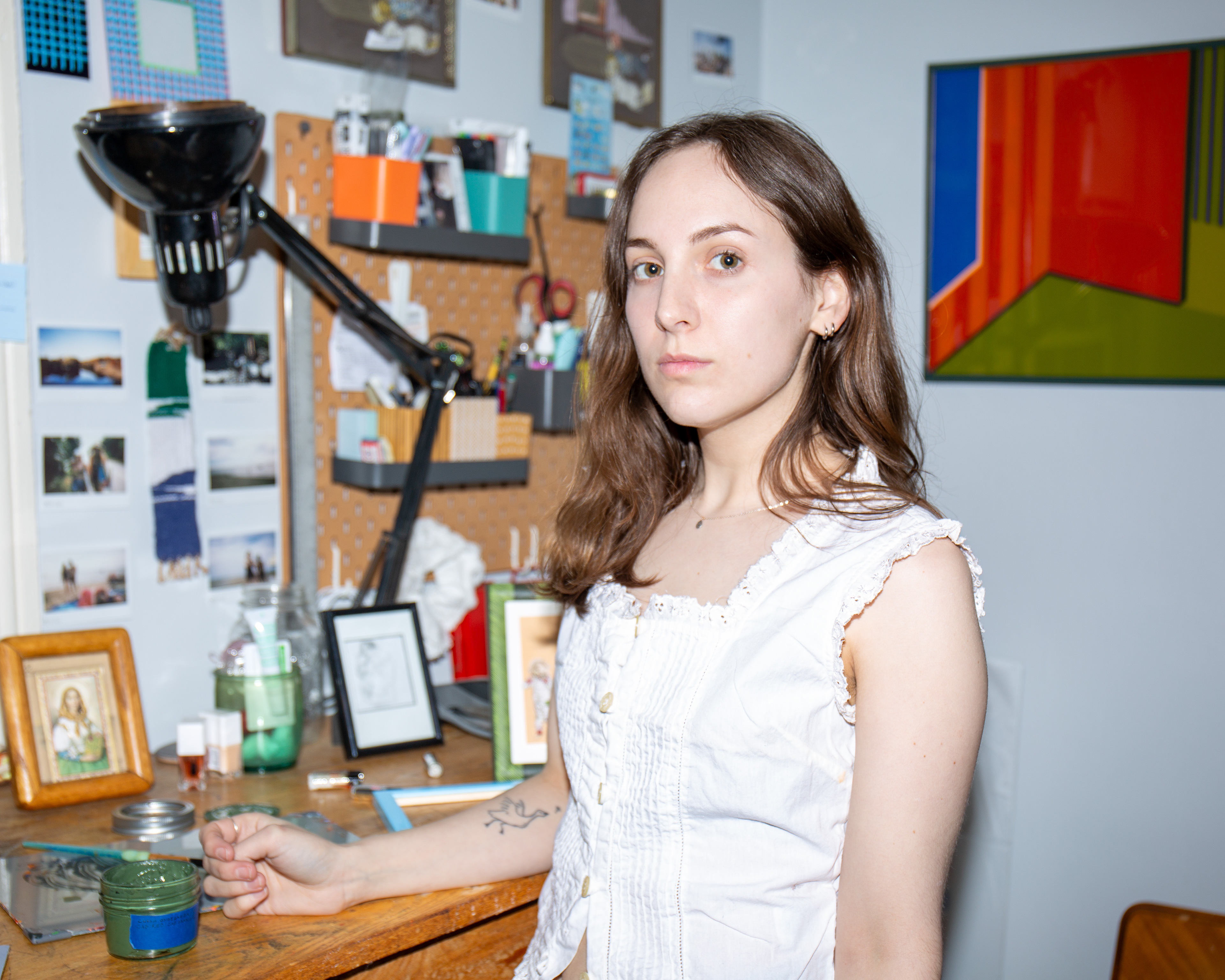 Kailey Coppens, Artist, in Studio. 