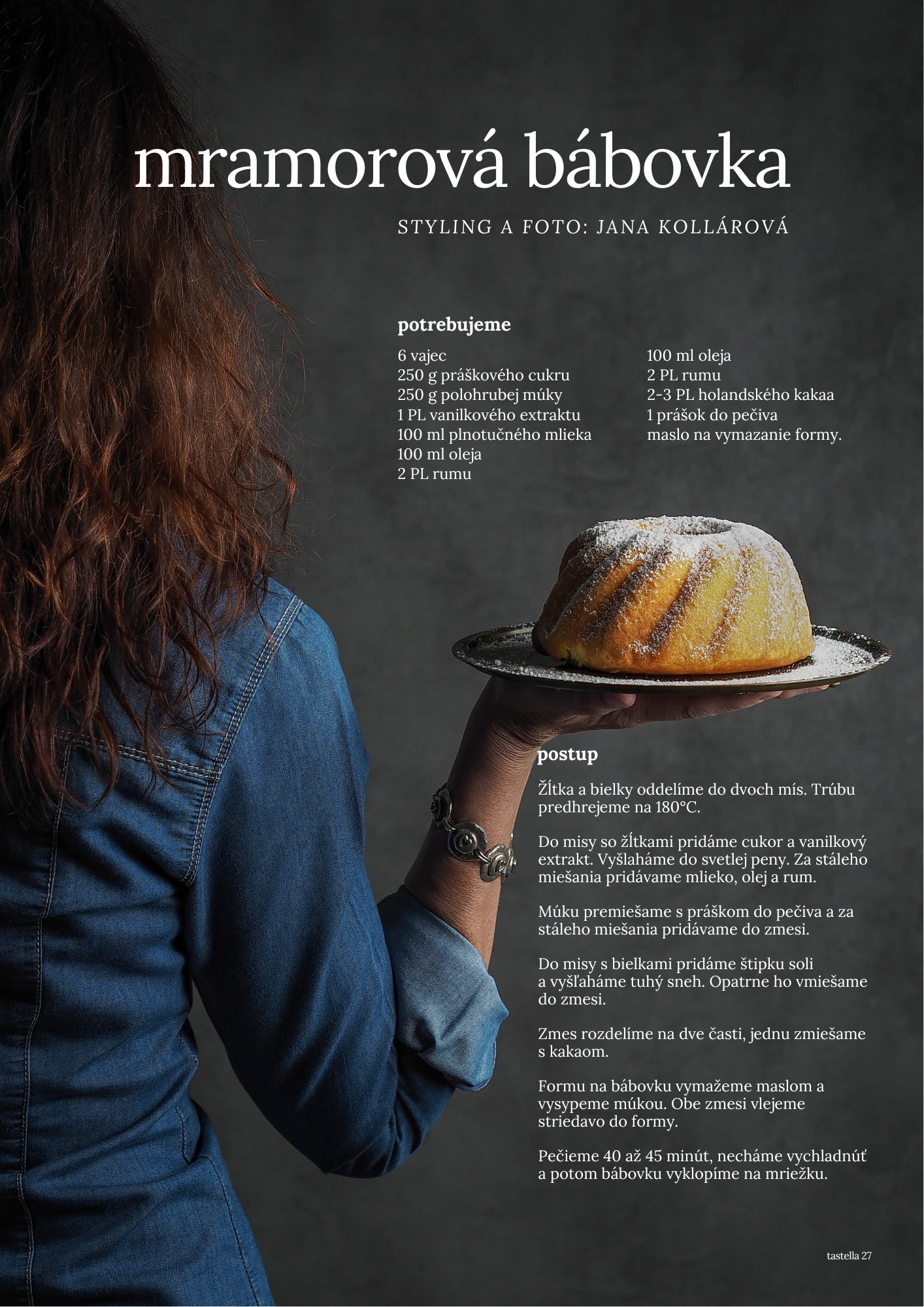 Receptová stránka food časopisu Tastella. Bábovka., pohľad spredu. Autor Jana Kollarova