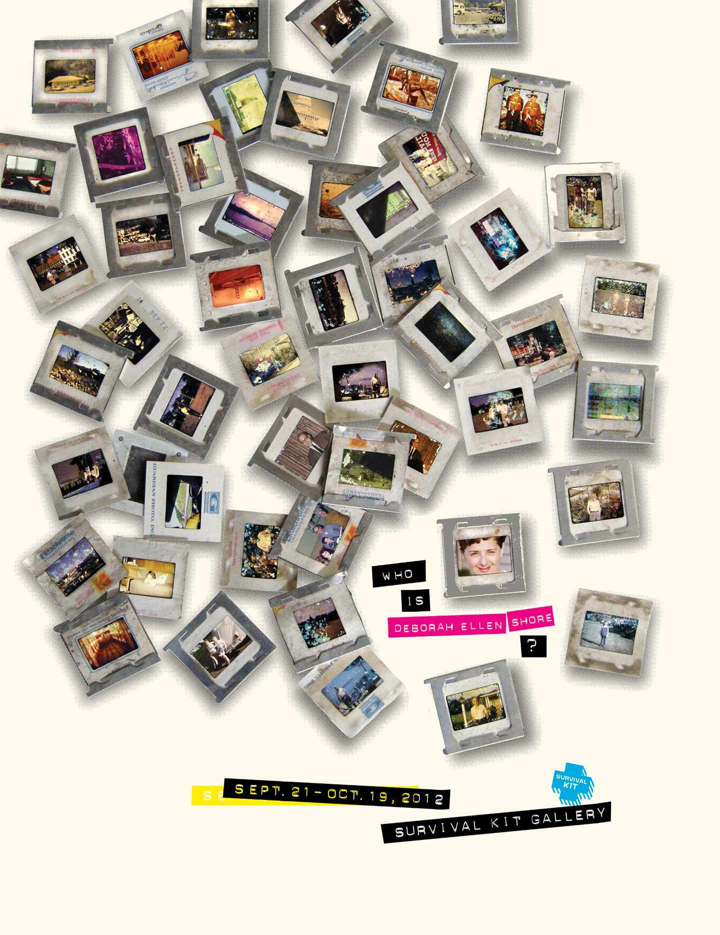 Poster for a unique collective art exhibit that revolved around a collection of old slides that were dumped in an abandoned Cleveland building