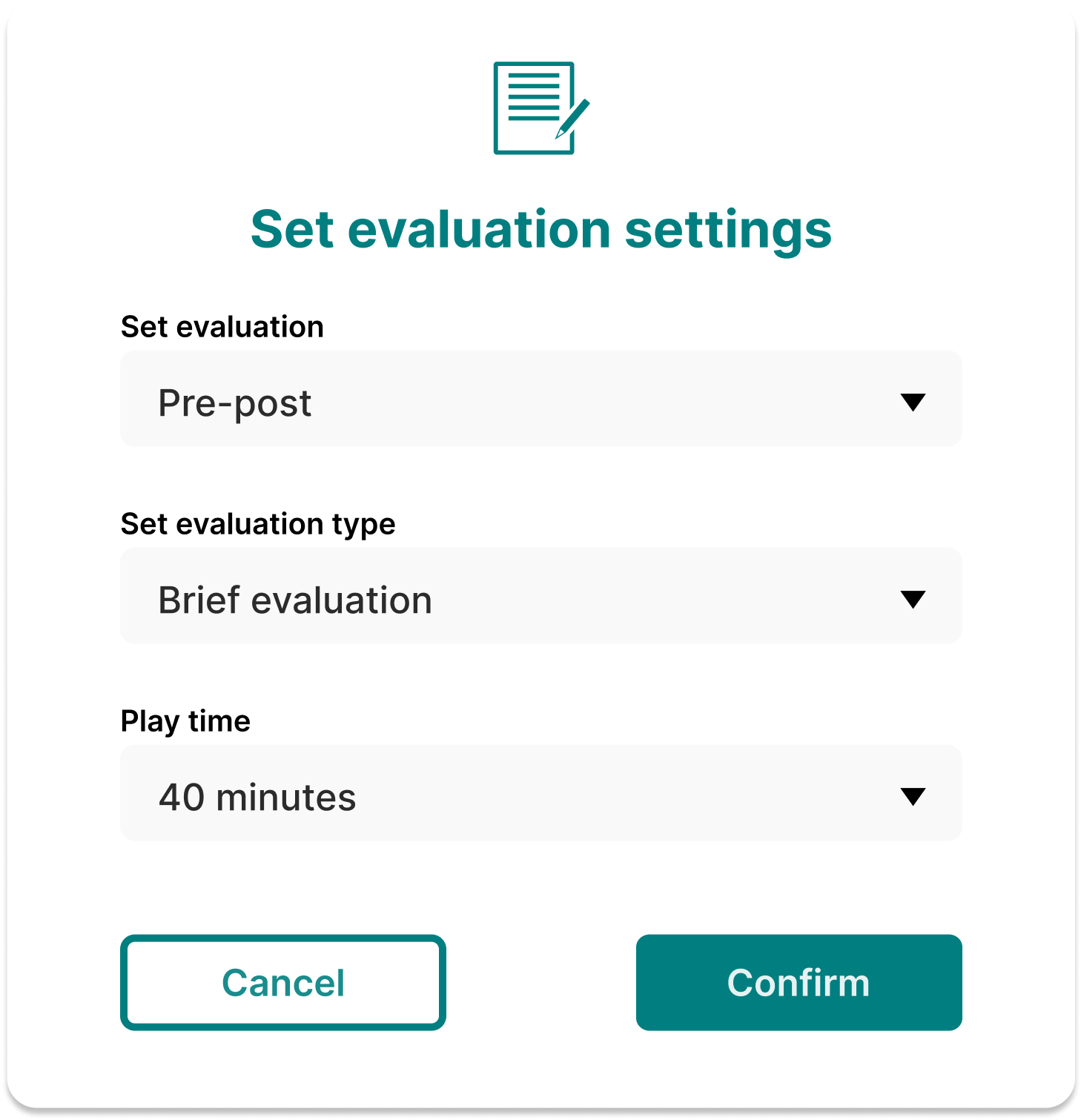 Paramètres d'évaluation