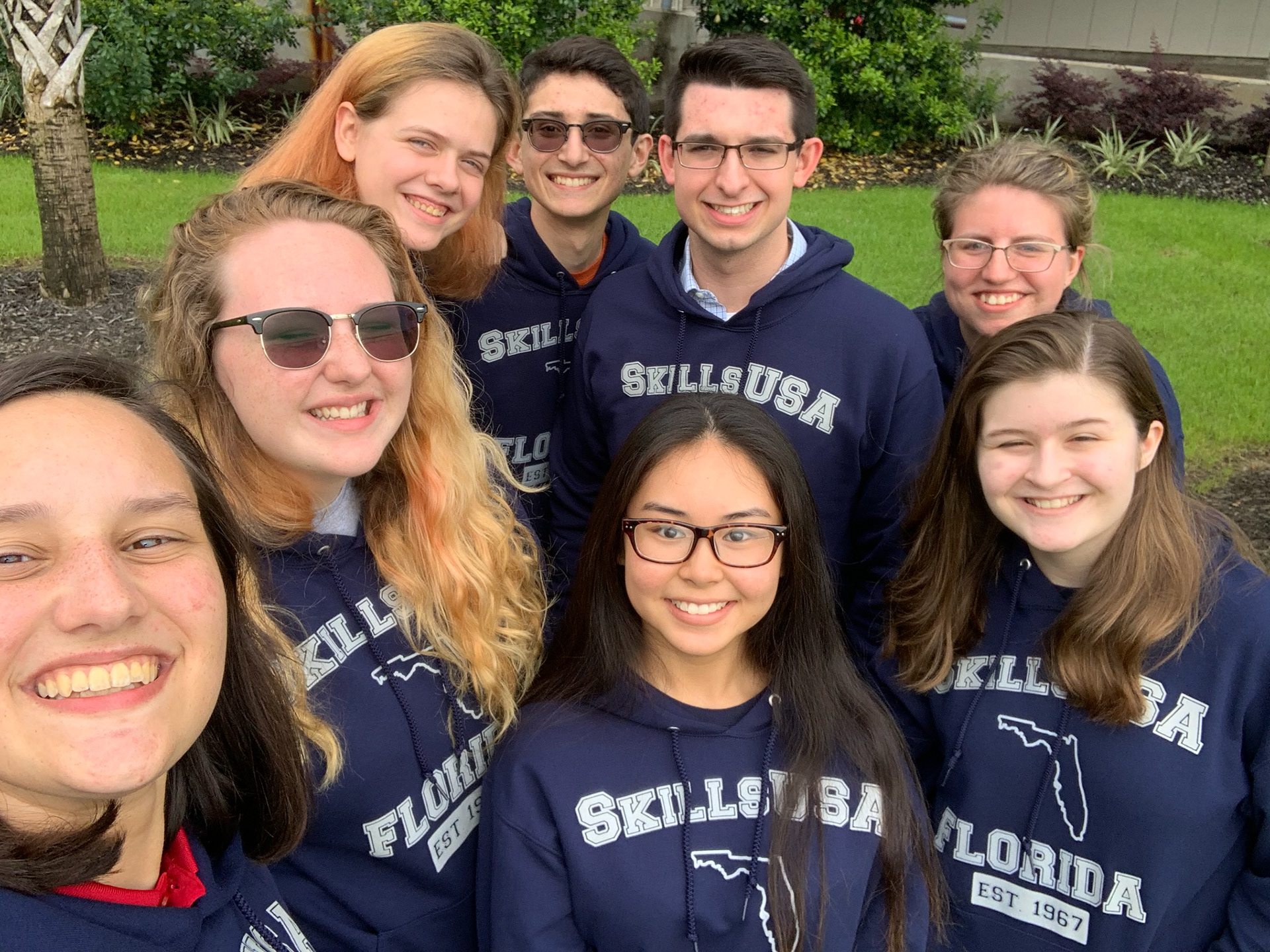 Our team for the state conference wearing the new SkillsUSA Florida hoodies.