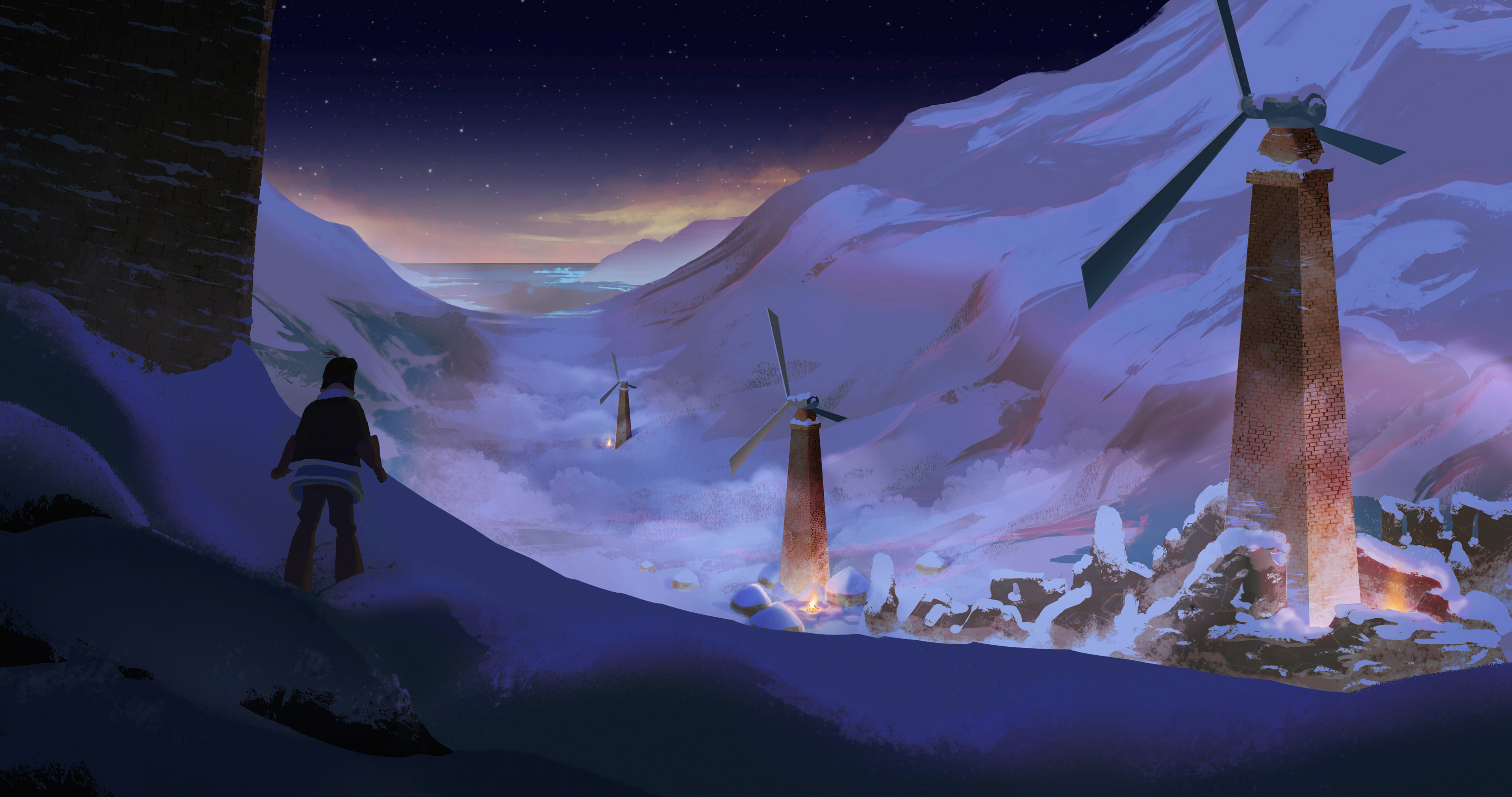 Nausicaä's settlement in Kyrgyzstan, the Valley of the Wind - Night