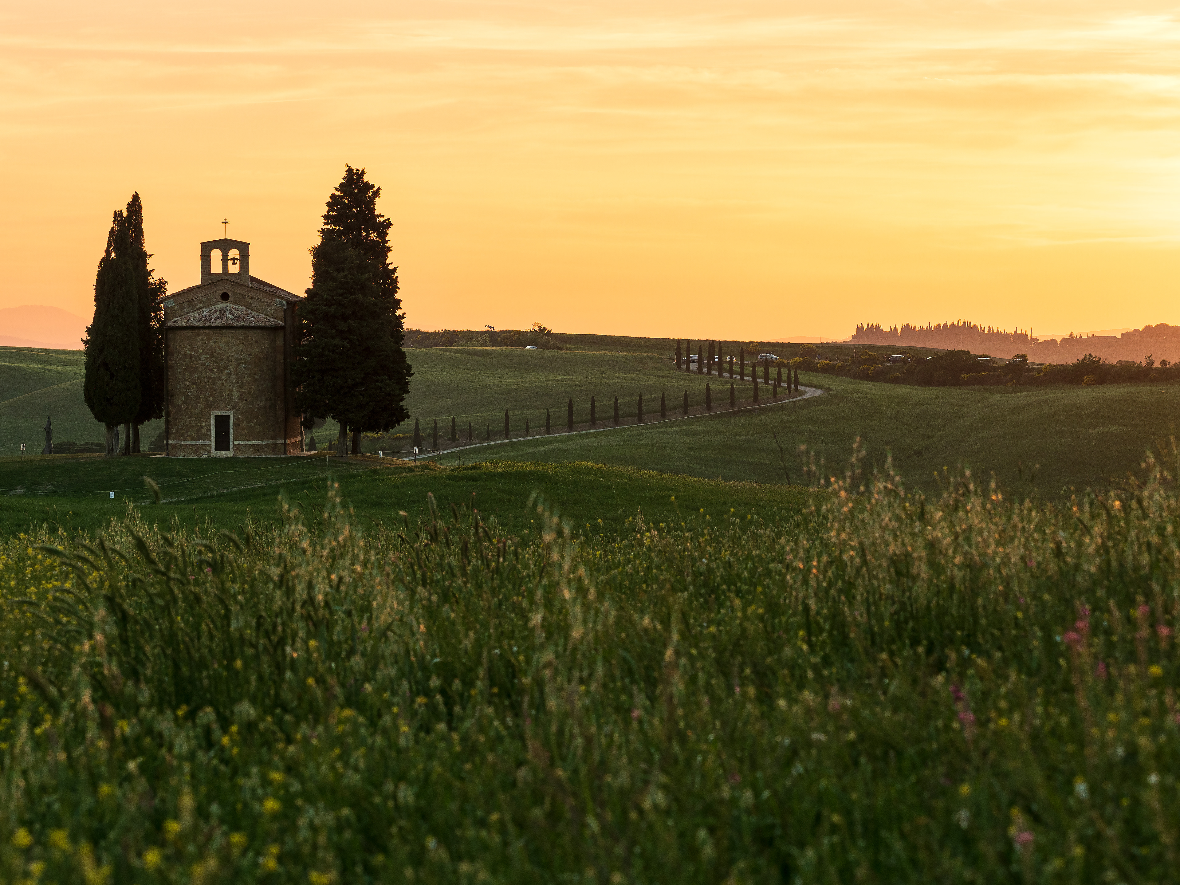 Cappella della Madonna di Vitaleta al tramonto_Pienza SI