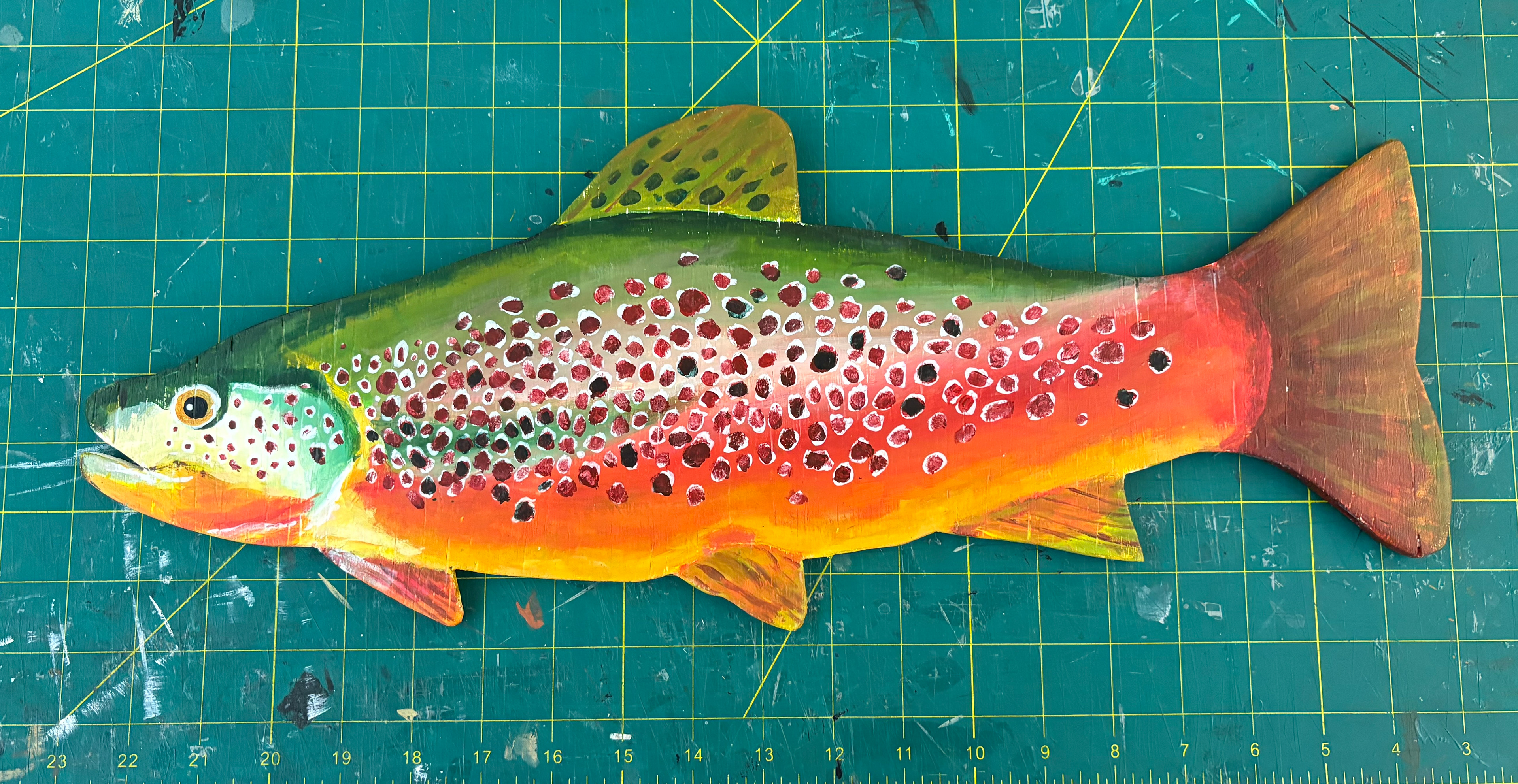 Brown Trout - Acrylic on Wiggle Wood