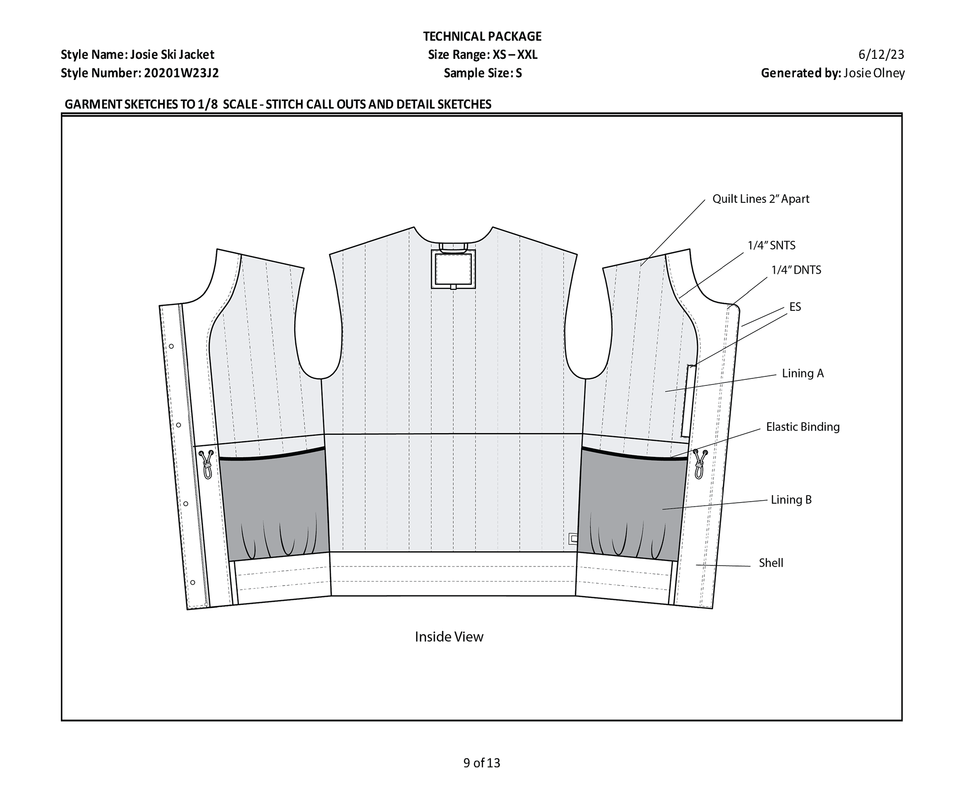 Sample Tech Pack Detail Sketch & Callouts