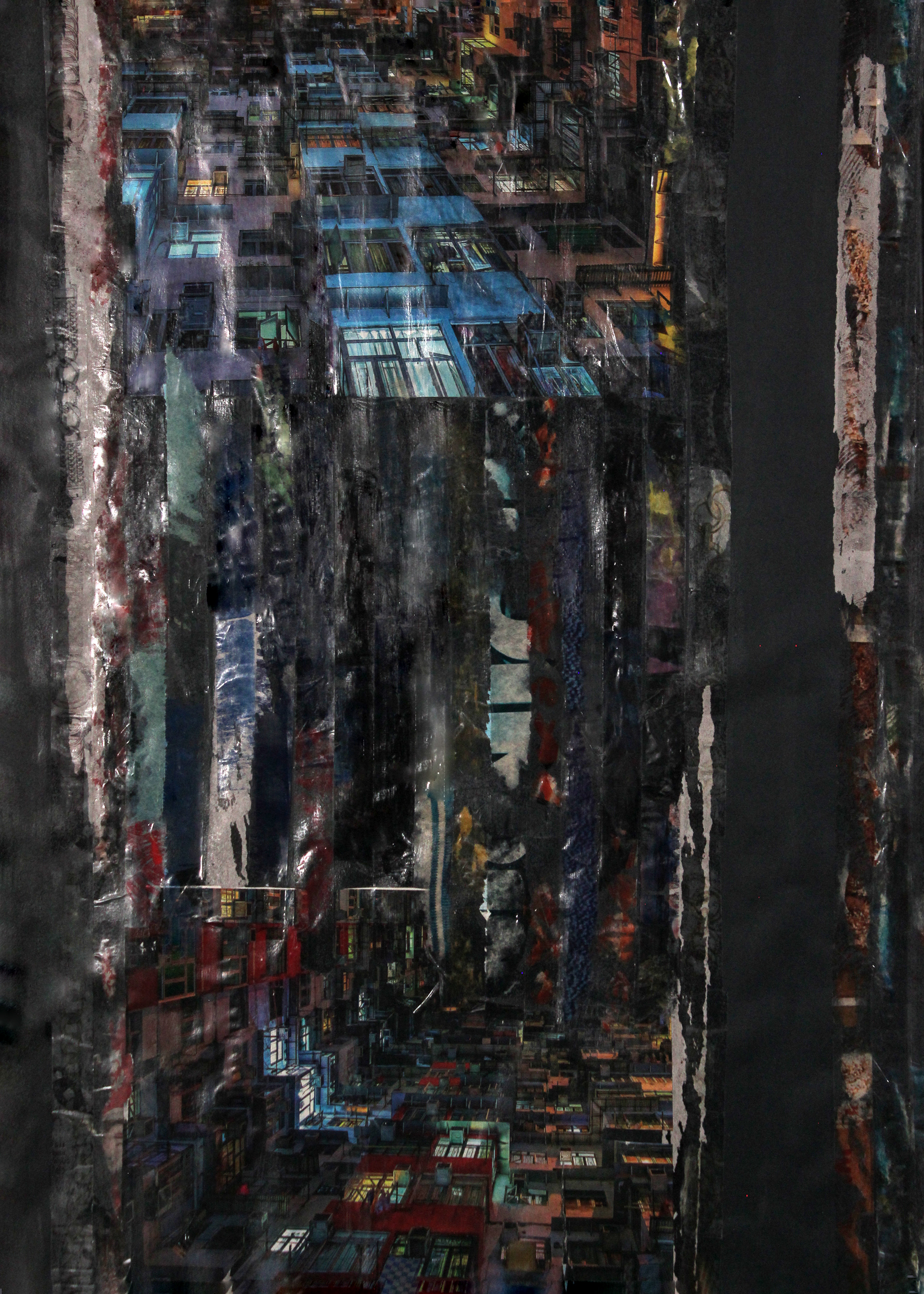 HONGKONG BLUE 60X80 sur papier d'art 2016 dans caisse américaine . ( vendu)