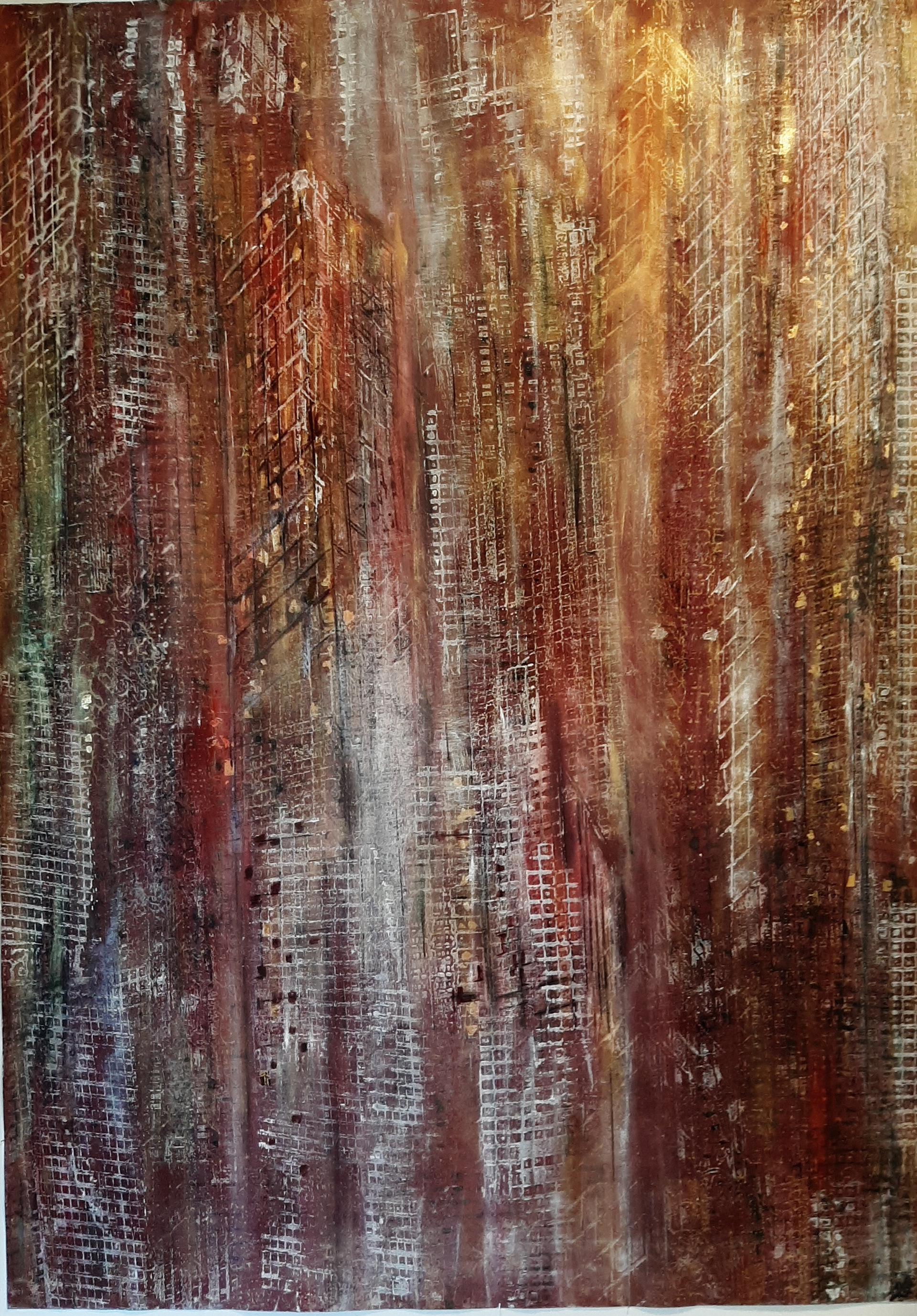 BUILDING ROUGE OR 73x102 sur papier d'art 2022