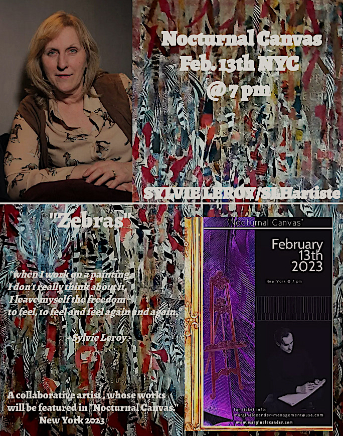 PEINTURE CONCERT DE MON TABLEAU LES ZEBRES ROUGES. NEW6YORK Février 2023.