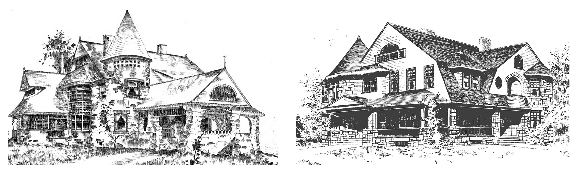 line drawings of shingle style houses designed by architect e g w dietrich