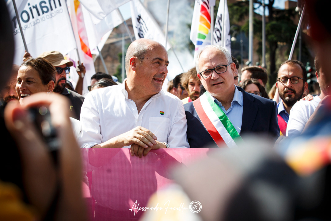 Roberto Gualtieri (Mayor of Rome) and Nicola Zingaretti (President of Regione Lazio) during the parade of Roma Pride 2022 ©Alessandro Fucilla