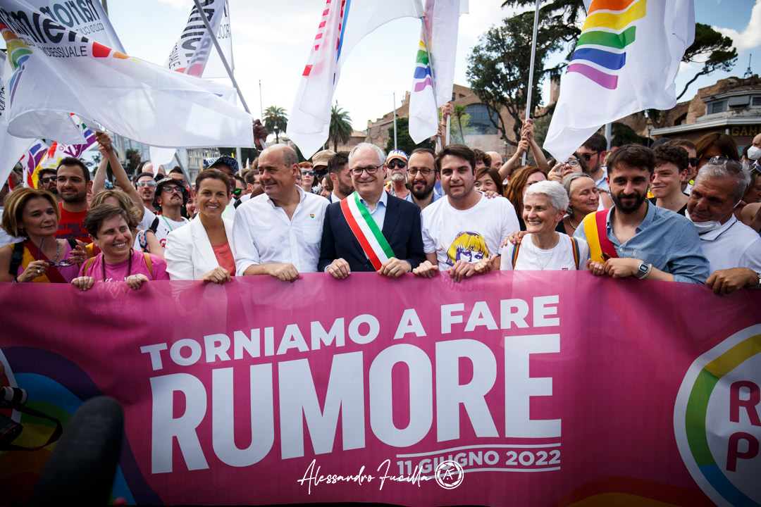 Roberto Gualtieri (Mayor of Rome) and Nicola Zingaretti (President of Regione Lazio) during the parade of Roma Pride 2022 ©Alessandro Fucilla