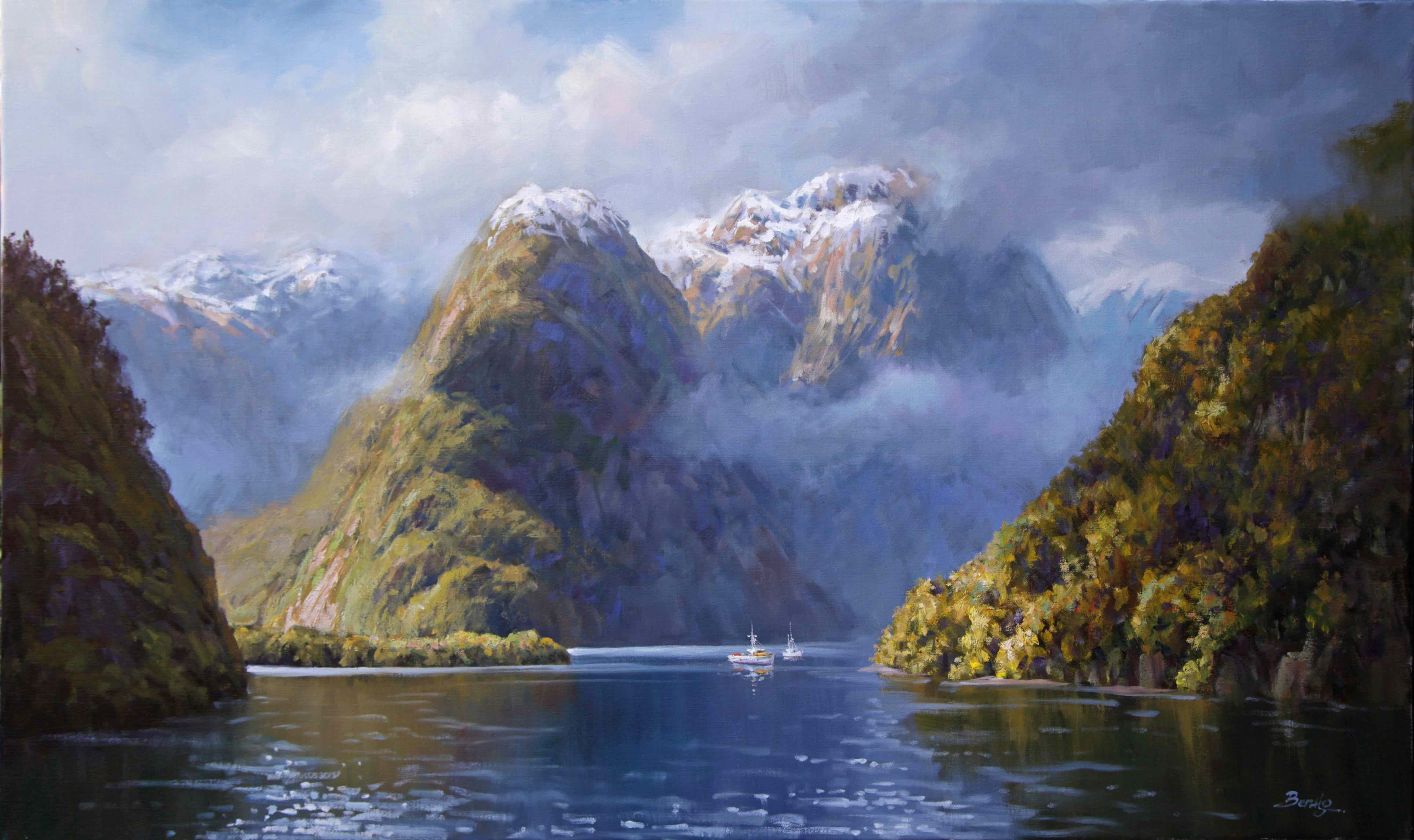 Doubtful Sound. Oil on linen. Size: 60x100cm