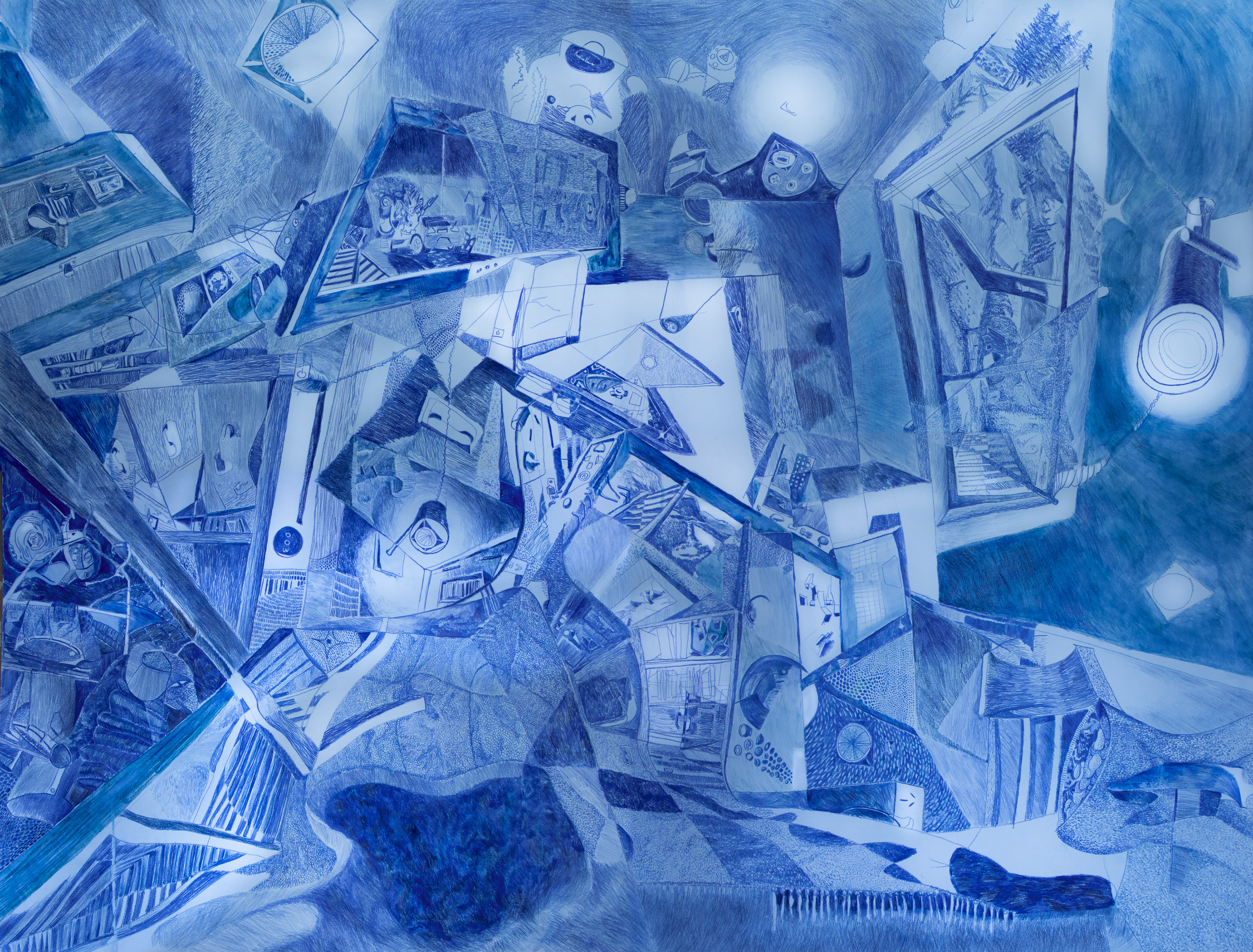 (Your) My Bedroom | 2022 | Blue Pencil on Paper | 2100 x 1500mm