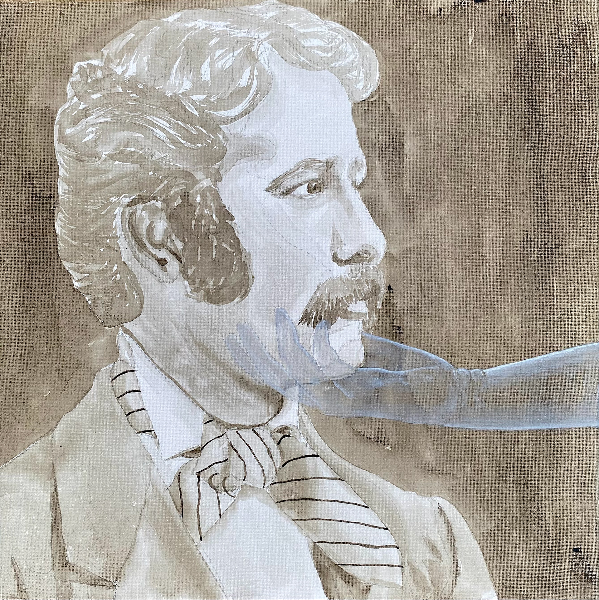 Wait For Me, Ink on Canvas, 14 x 14 in, 2023