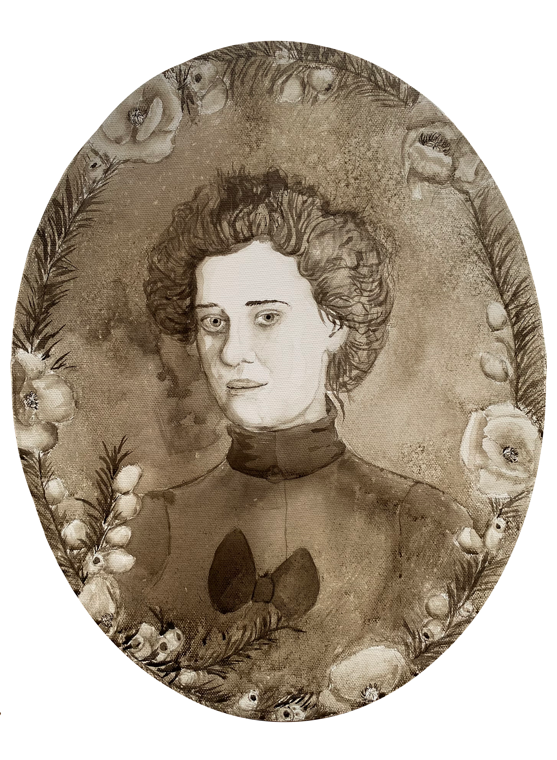 The Oval Portrait, Ink on Canvas, 11x14 in, 2022