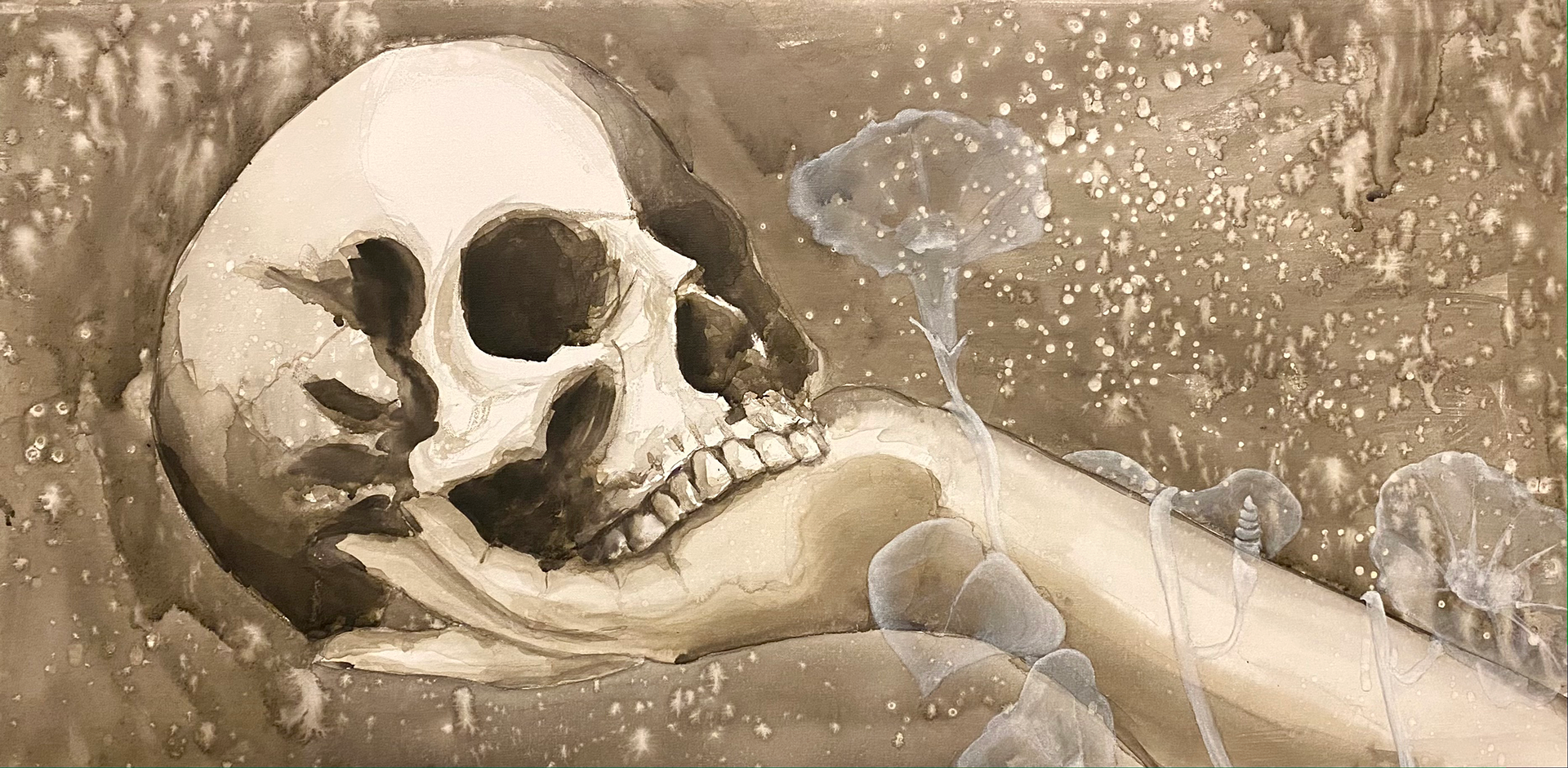 Klexos, Ink on Canvas, 12x24 in, 2023