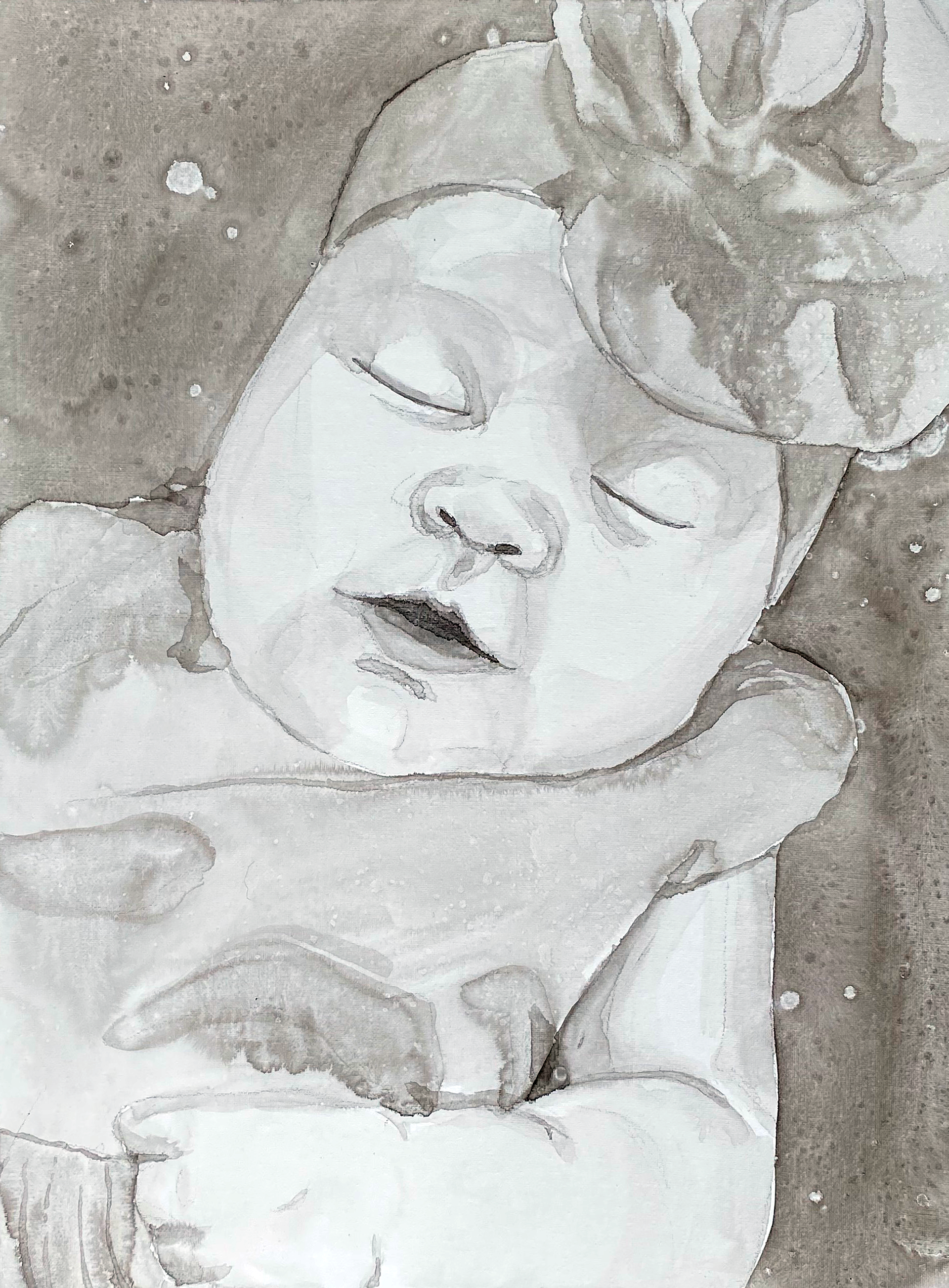 Bloom, Ink on Canvas, 9x12 in, 2023