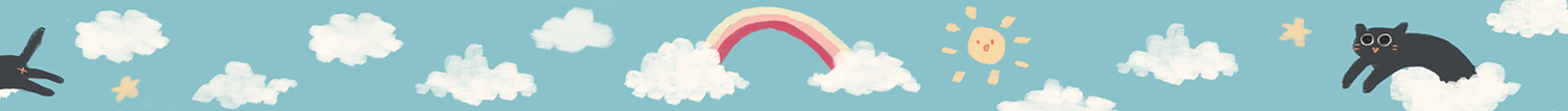 cute divisory bar. It is blue with fluffy white clouds and cats coming out of them.