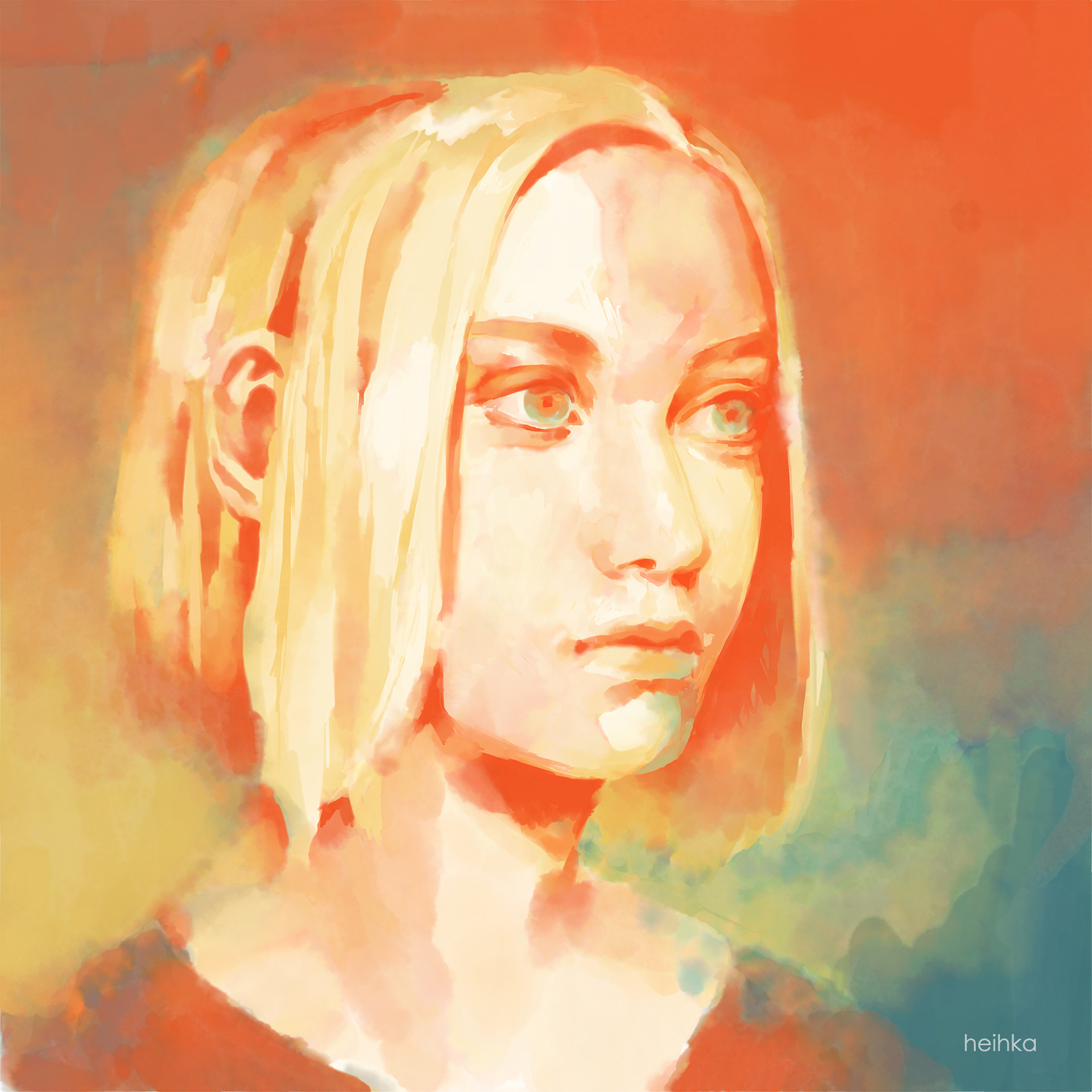 Single character, portrait; digital watercolor.