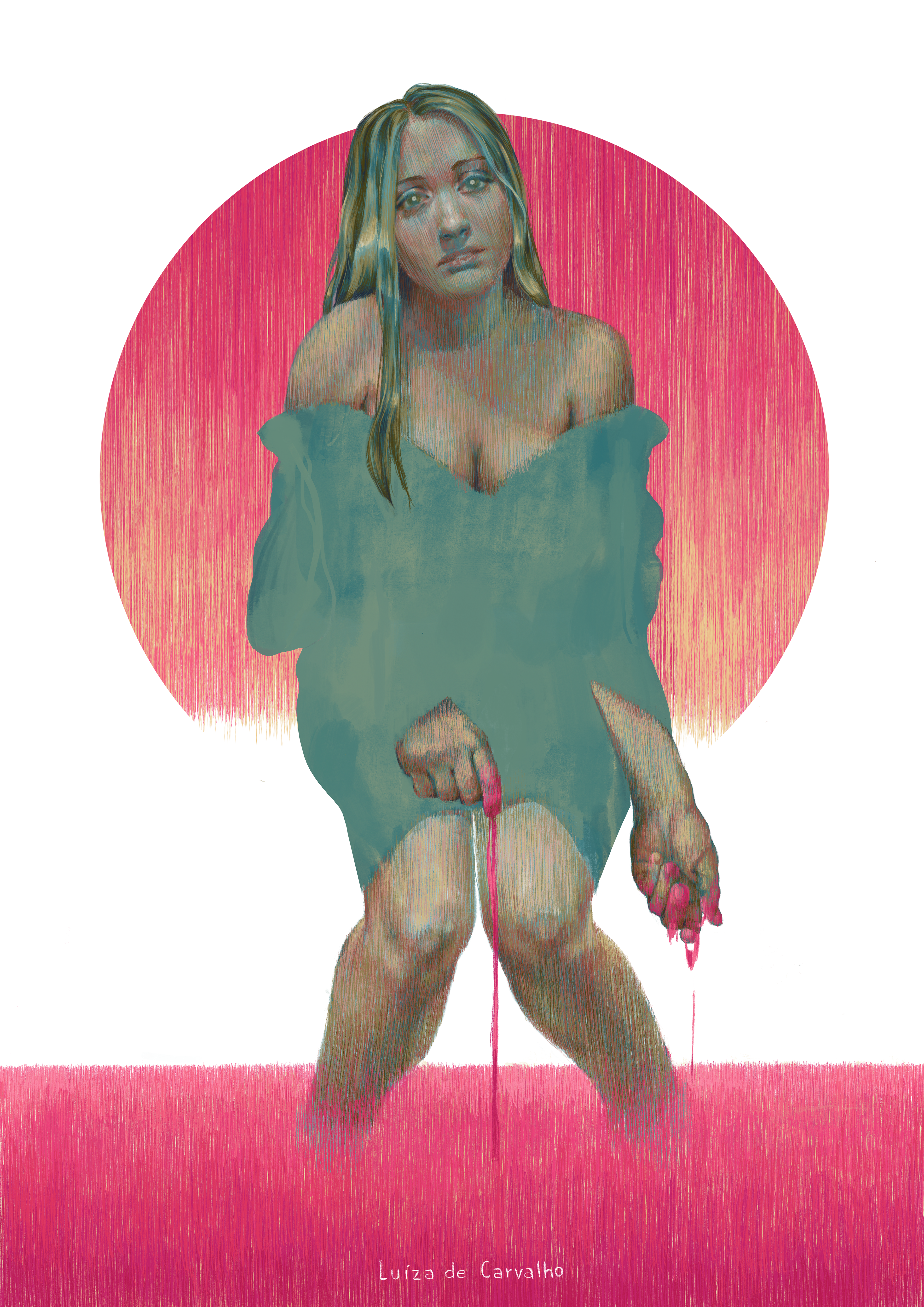 Full body character; simple textured BG.