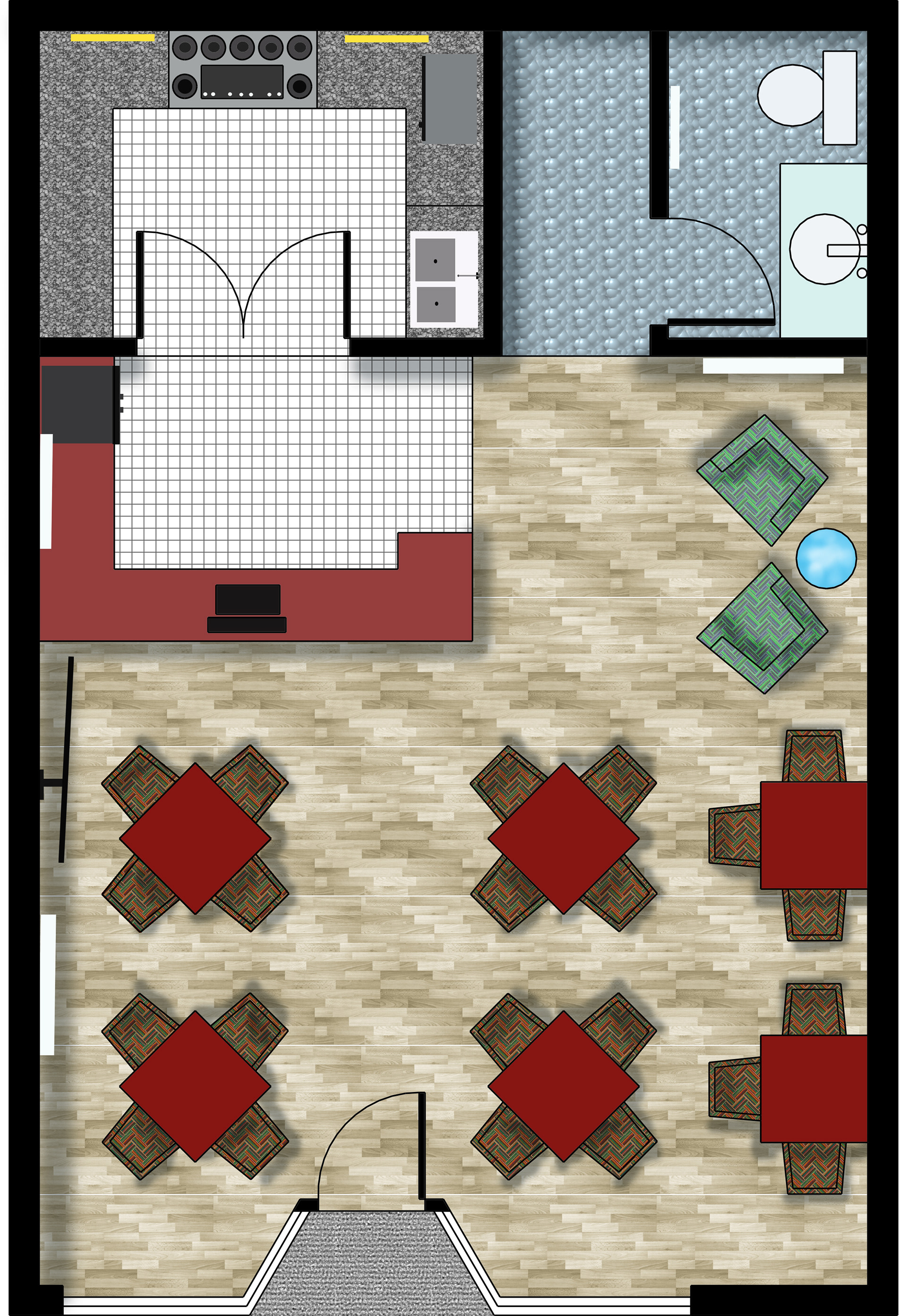 Rendered floor plan without alterations
