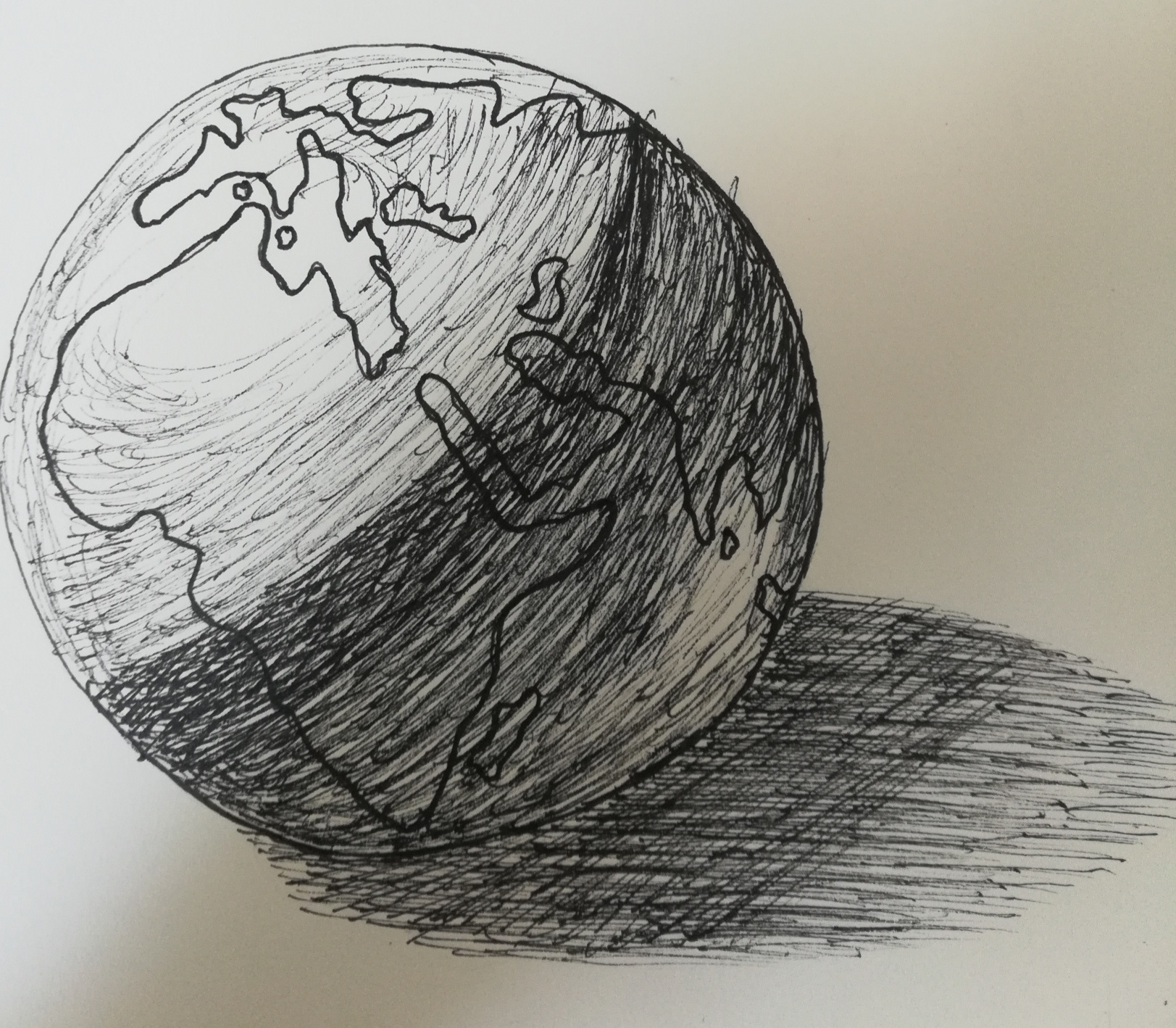 Rendered still life in pen